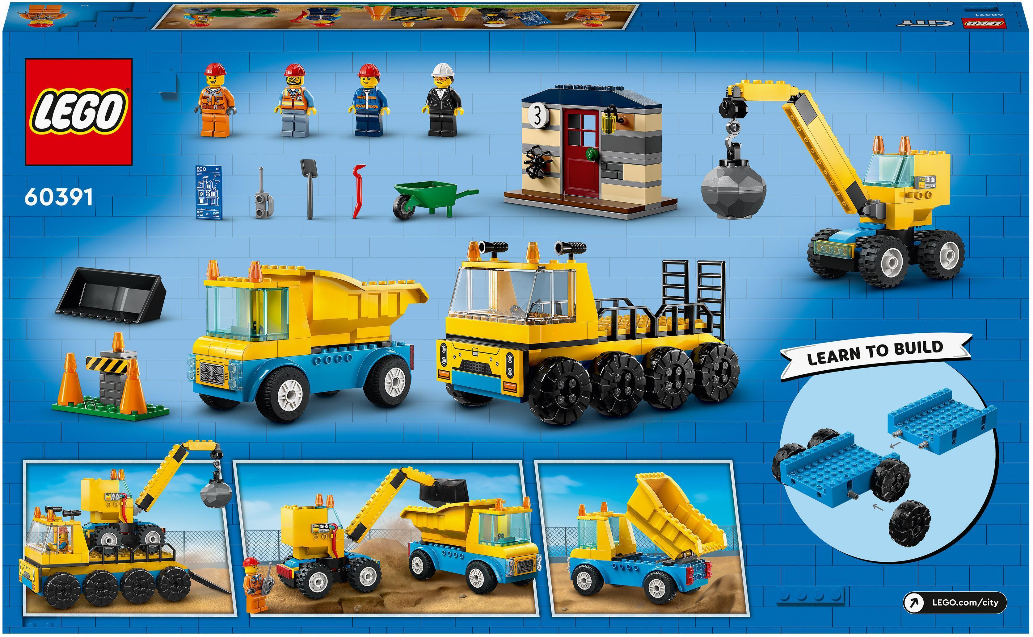 LEGO City Great Vehicles 60391 - Rakennustyömaan ajoneuvot, nosturi ja purkupallo