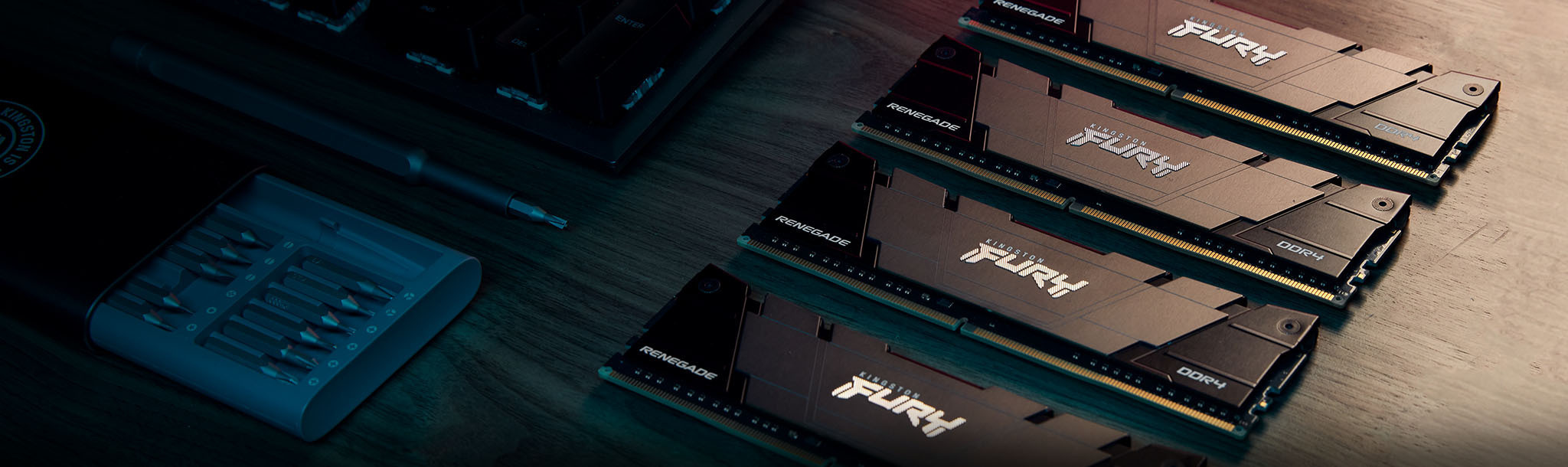 Kingston FURY Renegade DDR4 3200 MHz CL16 32 Gt -muistimodulipakkaus, musta/hopea