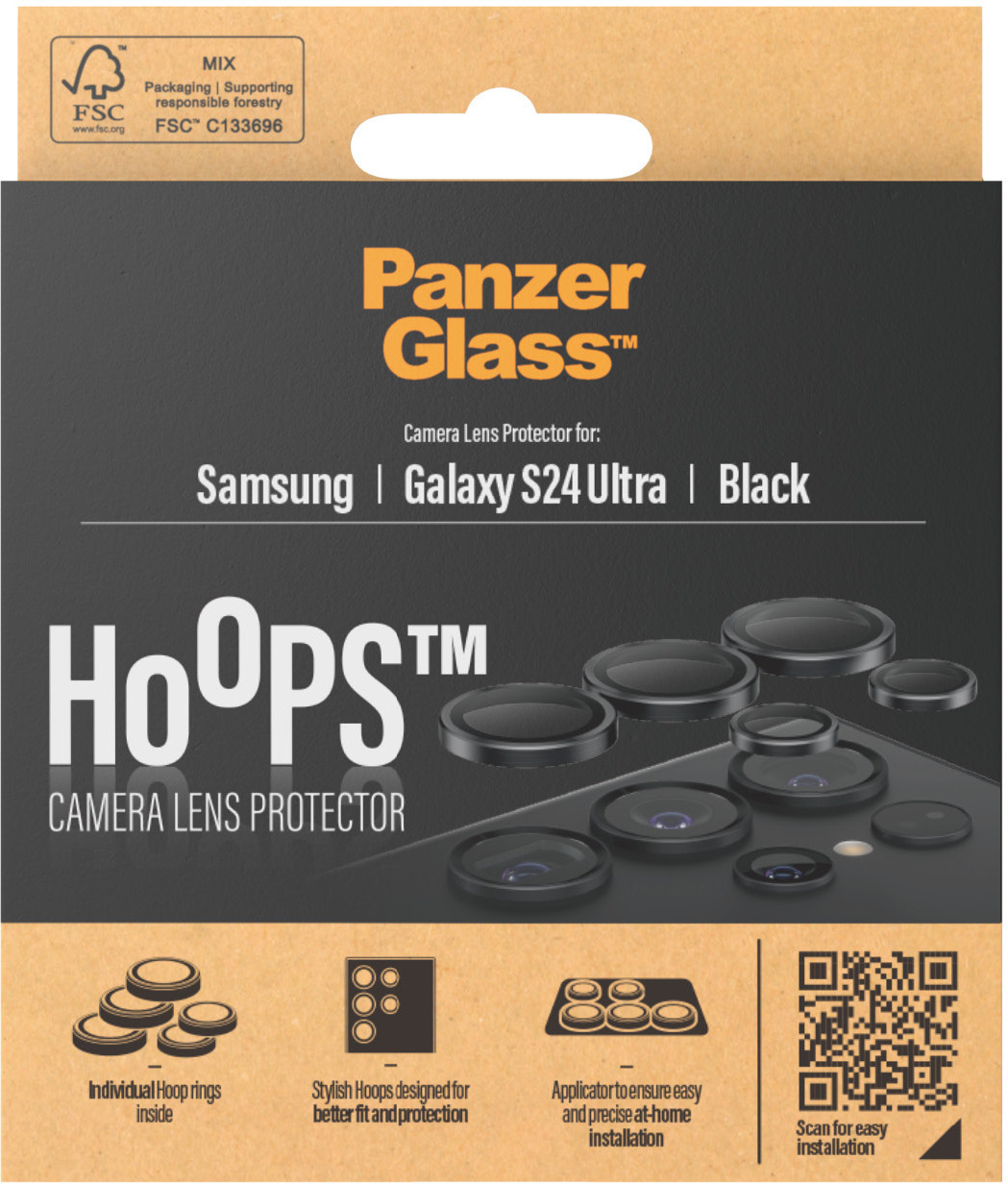 PanzerGlass Hoops -kameran linssinsuoja, Samsung Galaxy S24 Ultra, musta
