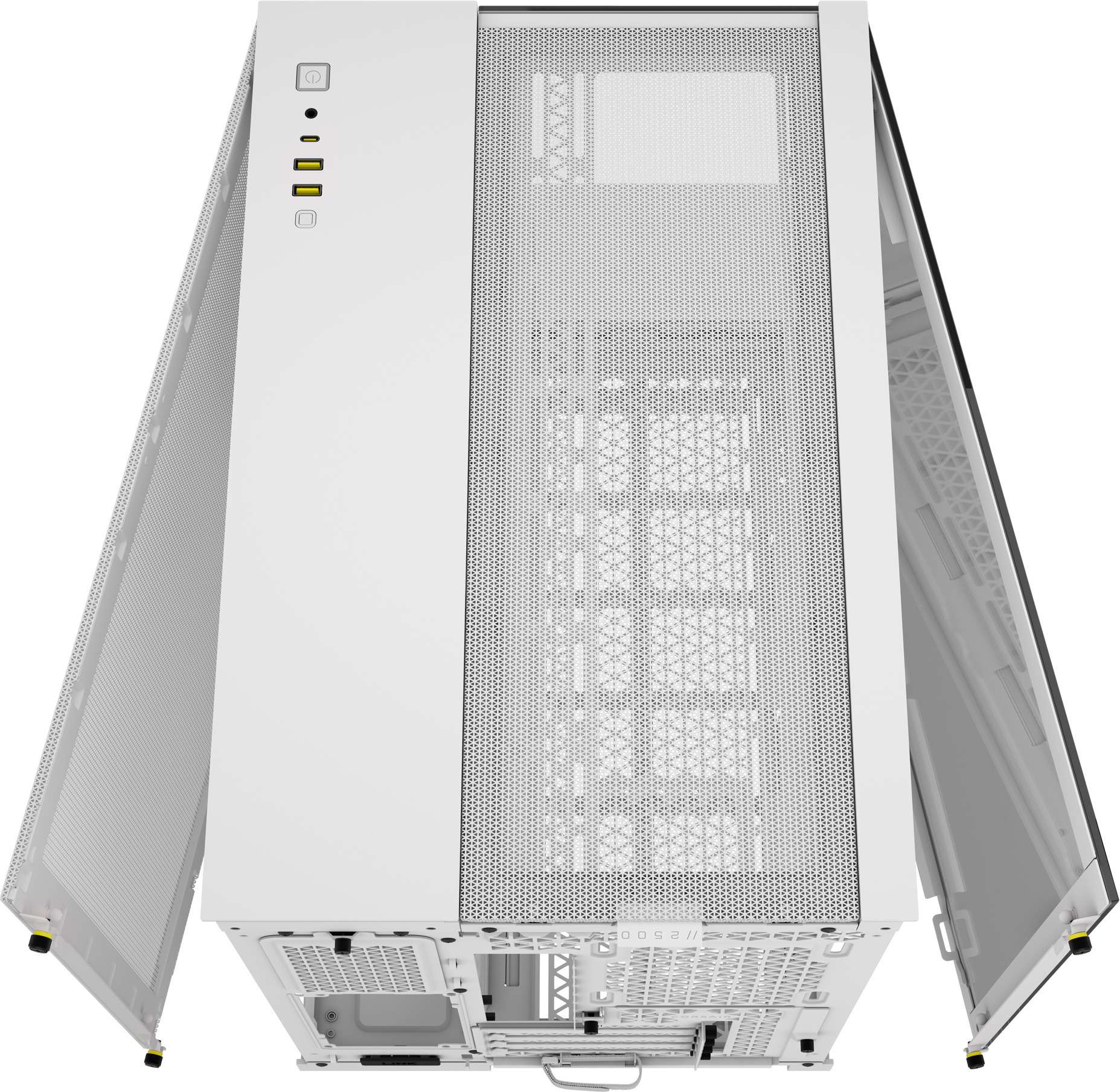Corsair 2500X Micro-ATX-kotelo panoraamaikkunalla, valkoinen