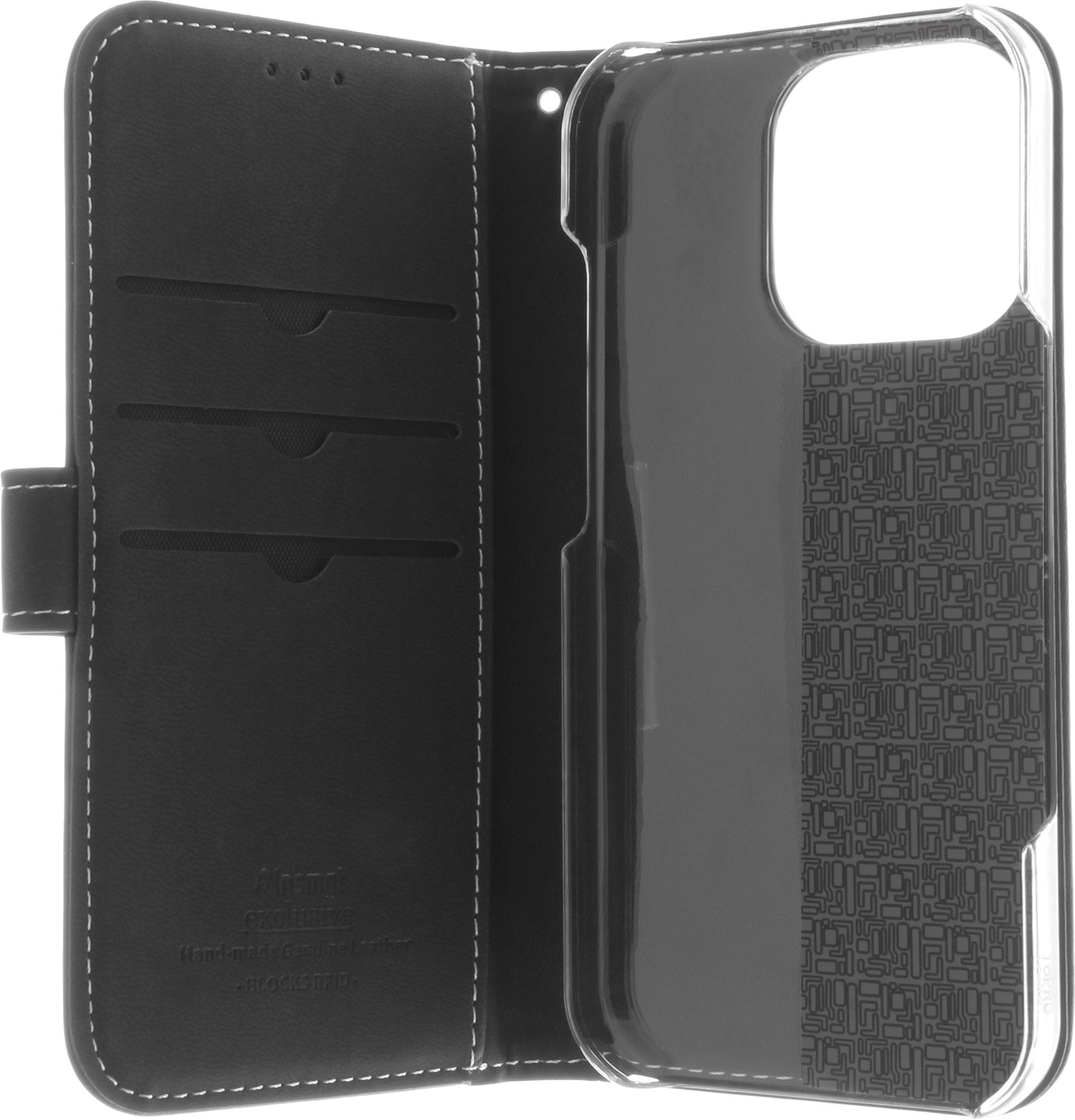 Insmat Exclusive Flip Case -lompakkokotelo, Apple iPhone 16 Pro, musta