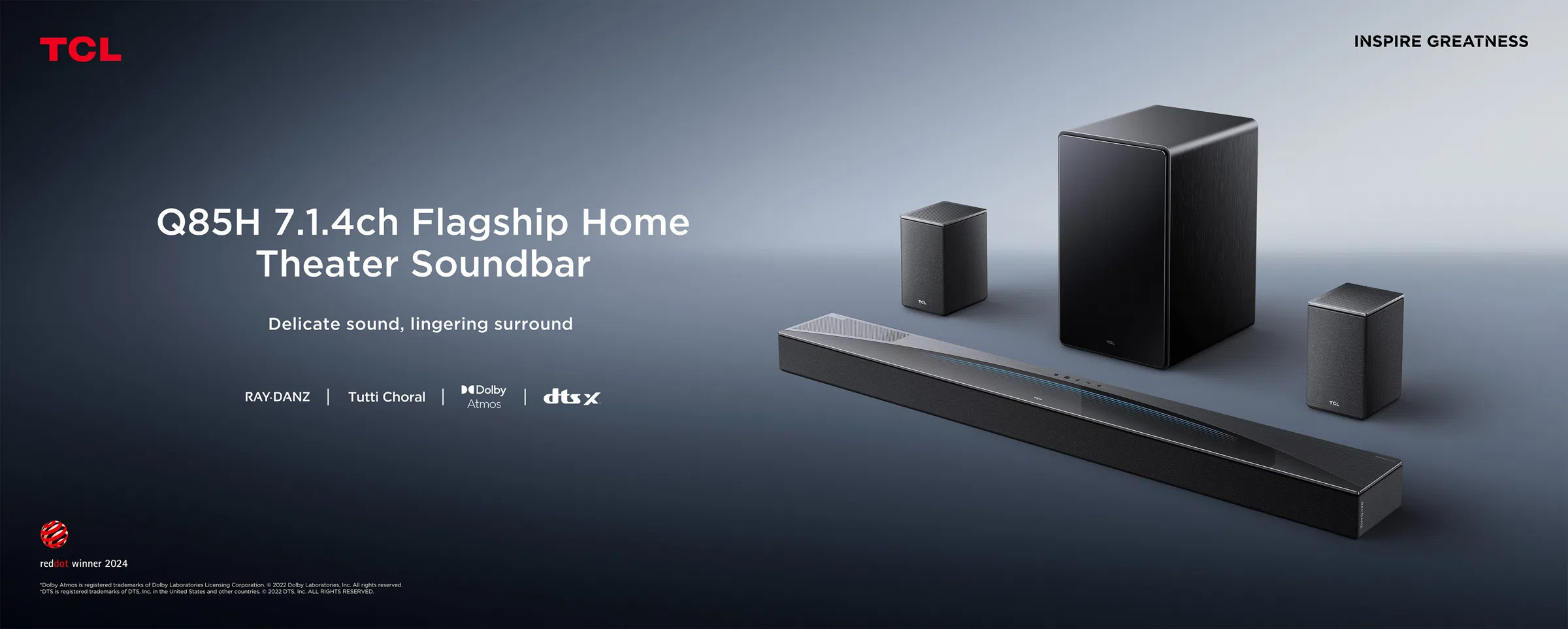 TCL Q85H 7.1.2 Dolby Atmos Soundbar -äänijärjestelmä