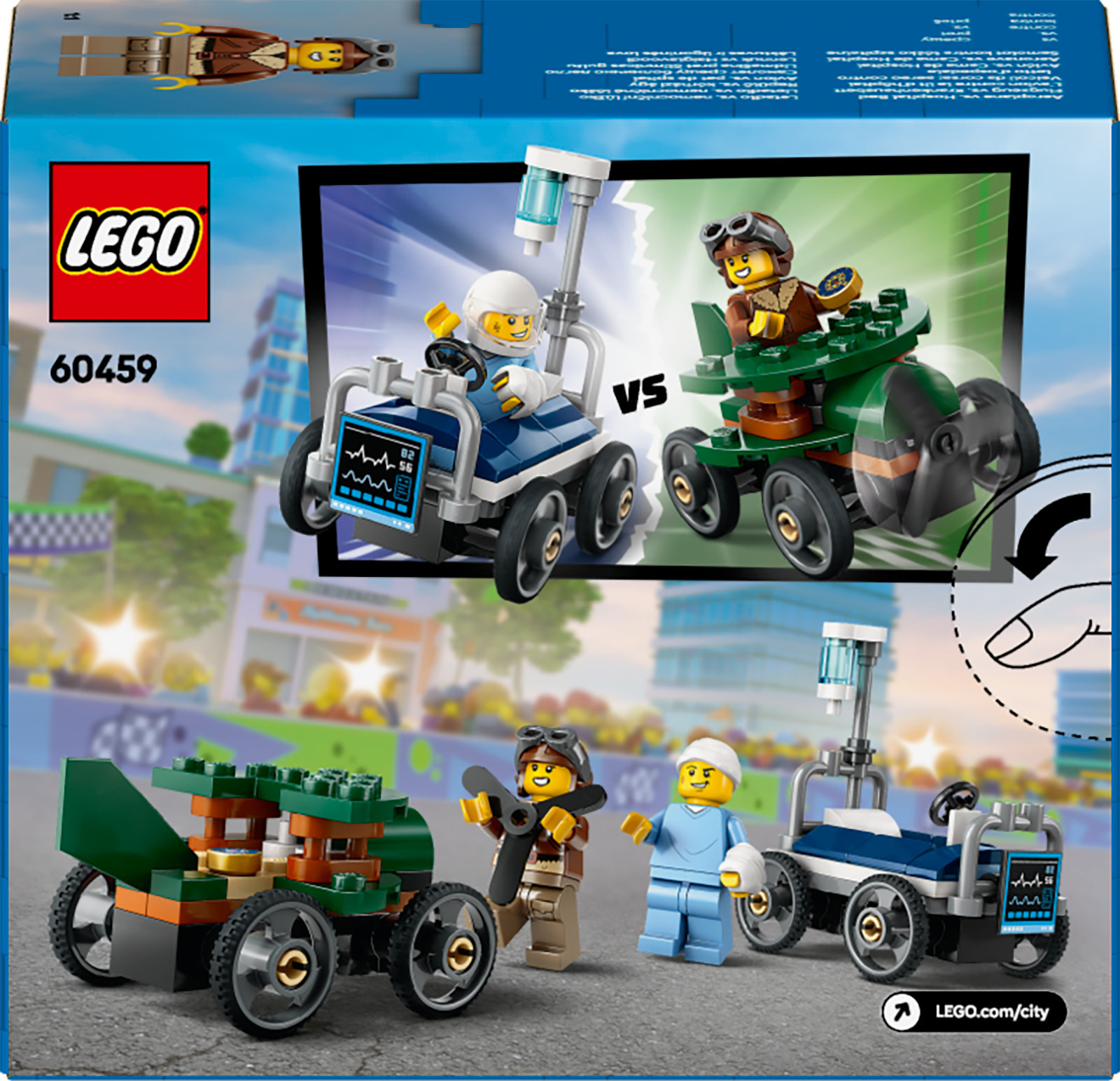 LEGO City 60459 – Lentokone vastaan sairaalansänky – kilpa-autopakkaus