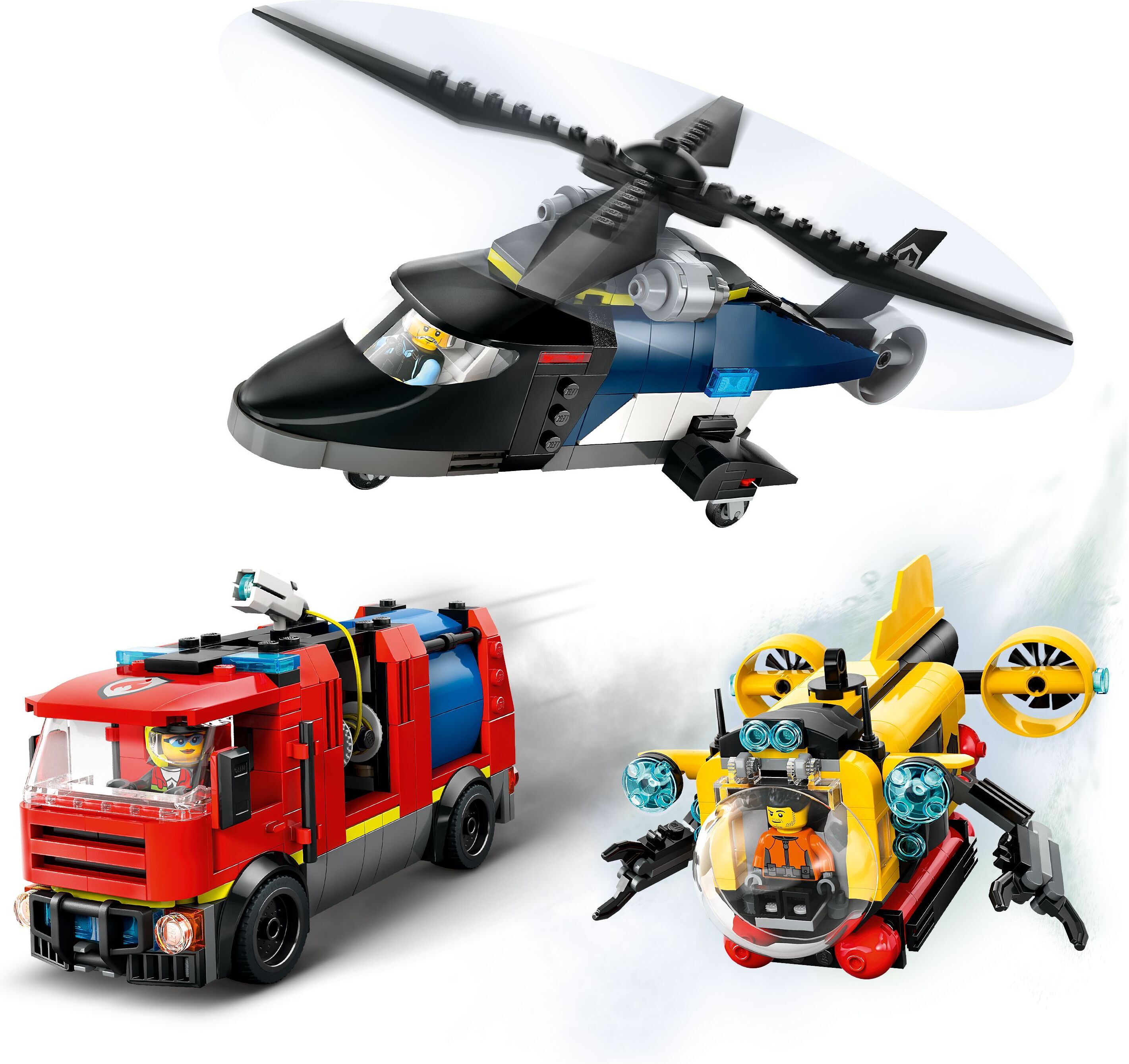 LEGO City 60462 – Helikopteri, paloauto ja sukellusvene yhdessä