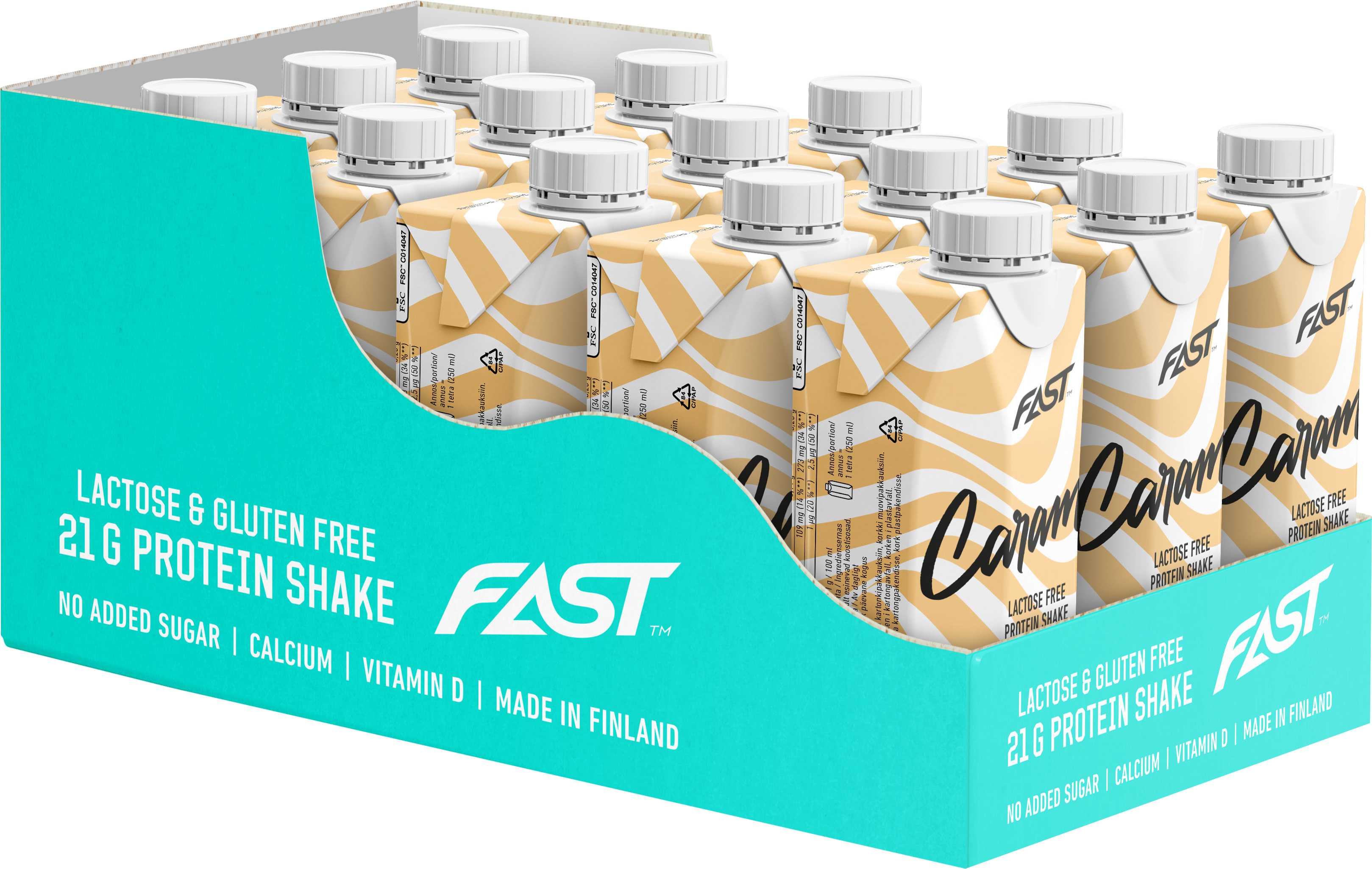 FAST Protein Shake Caramel -proteiinipirtelö, 250 ml, 15-pack –  