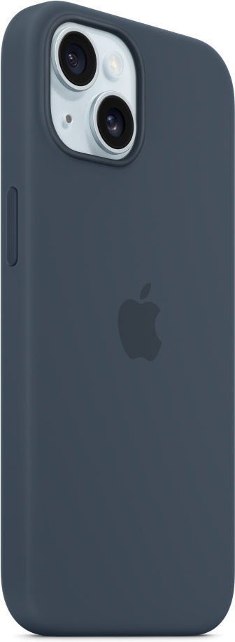 Apple iPhone 15 silikonikuori MagSafella, musta