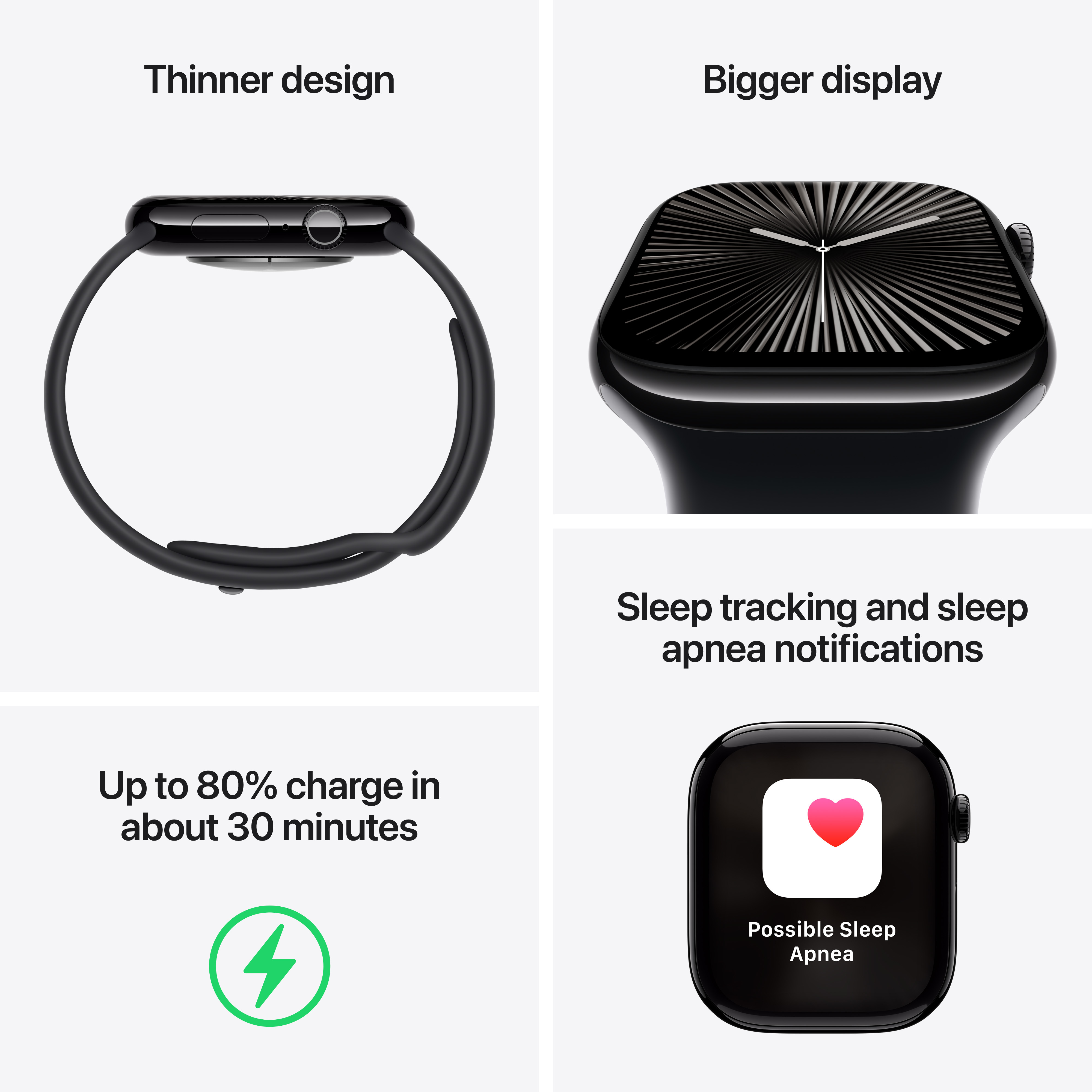 Apple Watch Series 10 (GPS) 46 mm ruusukulta alumiinikuori ja punanhäivä urheiluranneke, M/L (MWWU3)