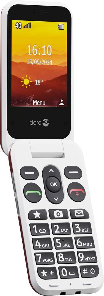 Doro Leva L21 -peruspuhelin, punainen / valkoinen