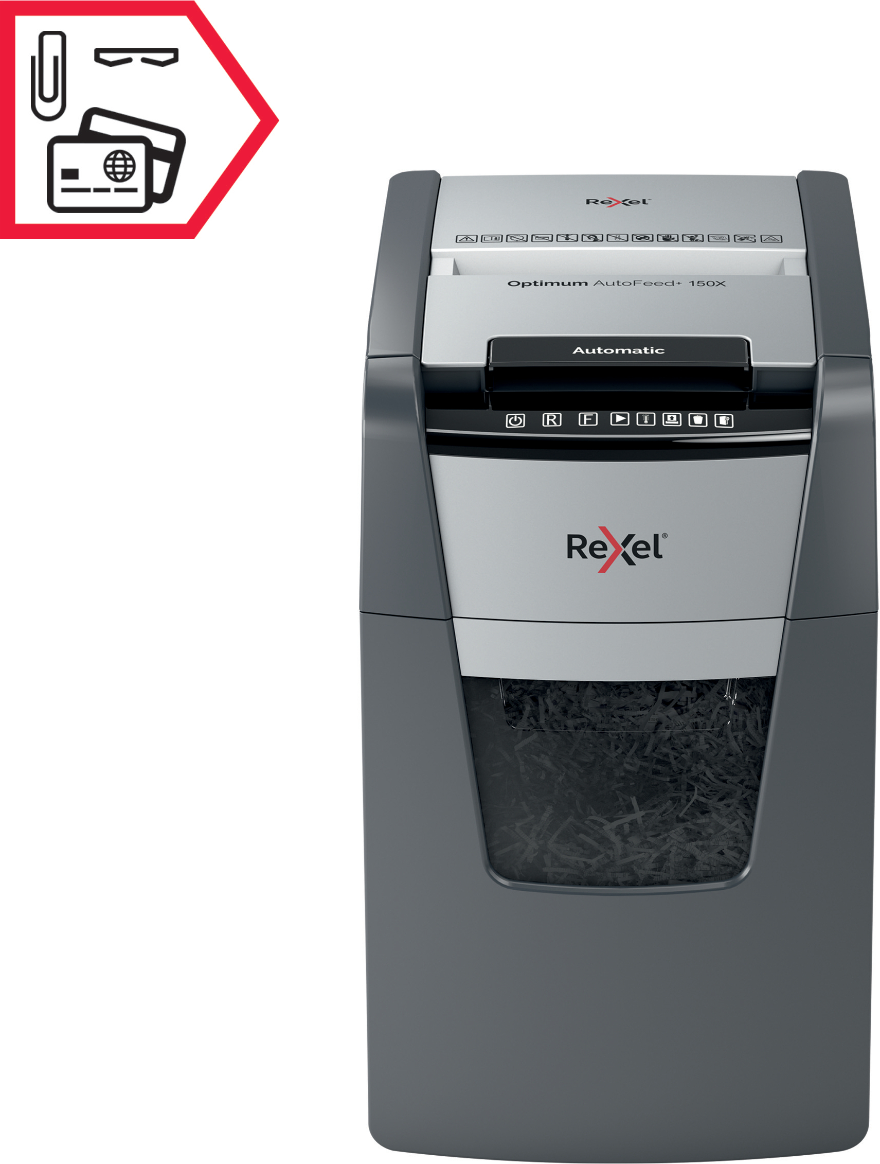 Rexel Optimum 150X automaattinen -paperisilppuri, P4
