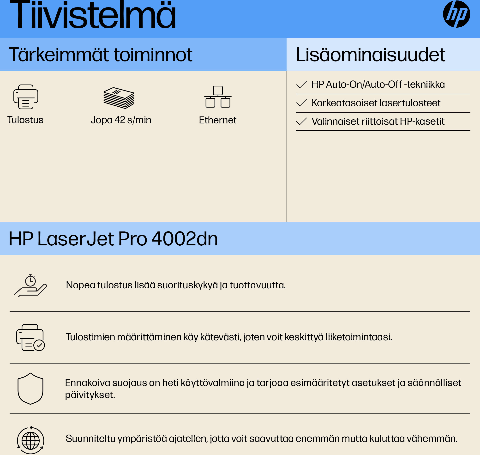 HP LaserJet Pro 4002dn -tulostin