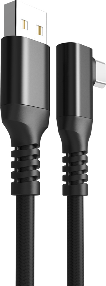 Fuj:tech USB-C 90° - USB-A -kaapeli, 3 m, musta