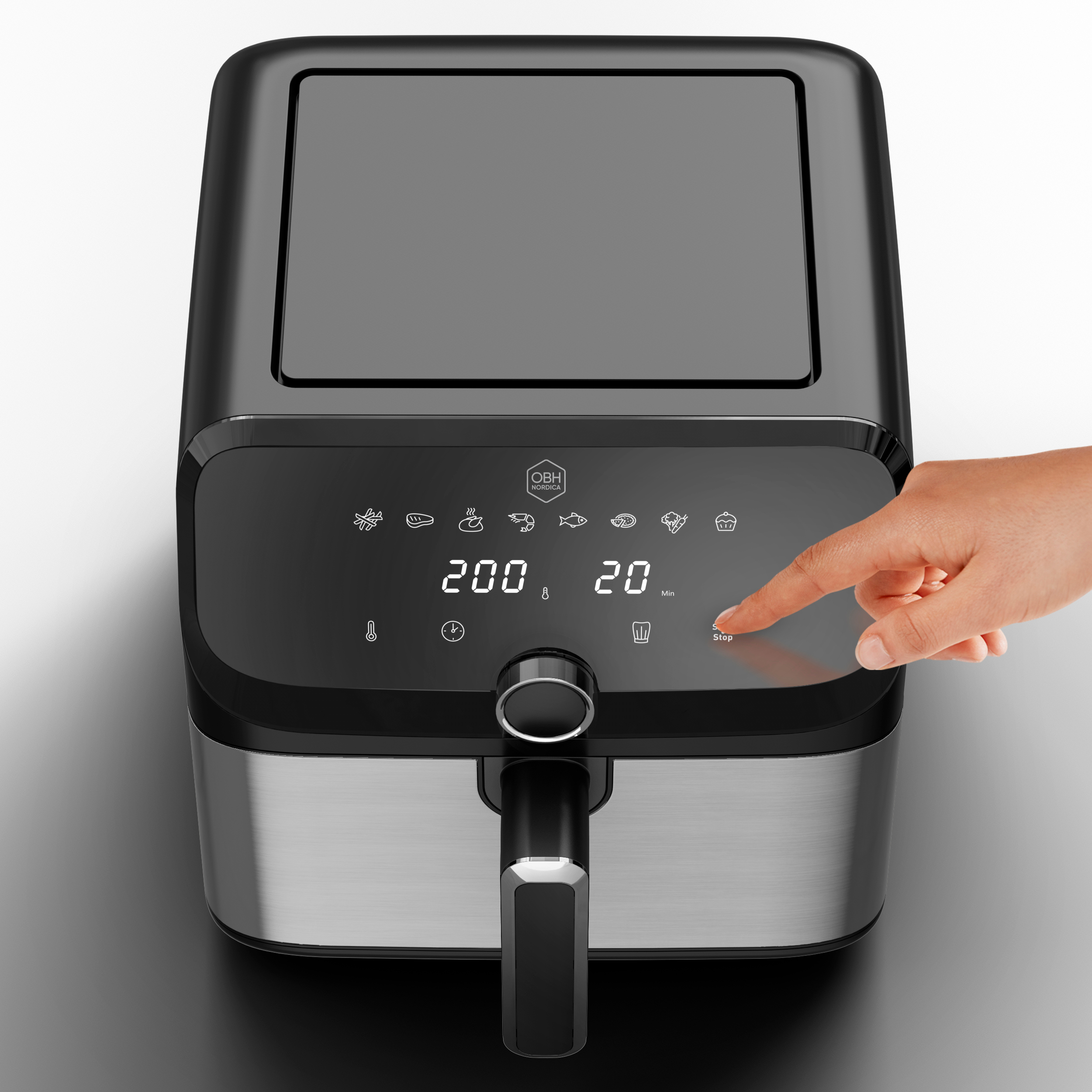 OBH Nordica Easy Fry Mega -airfryer 7,5 L, ruostumaton teräs