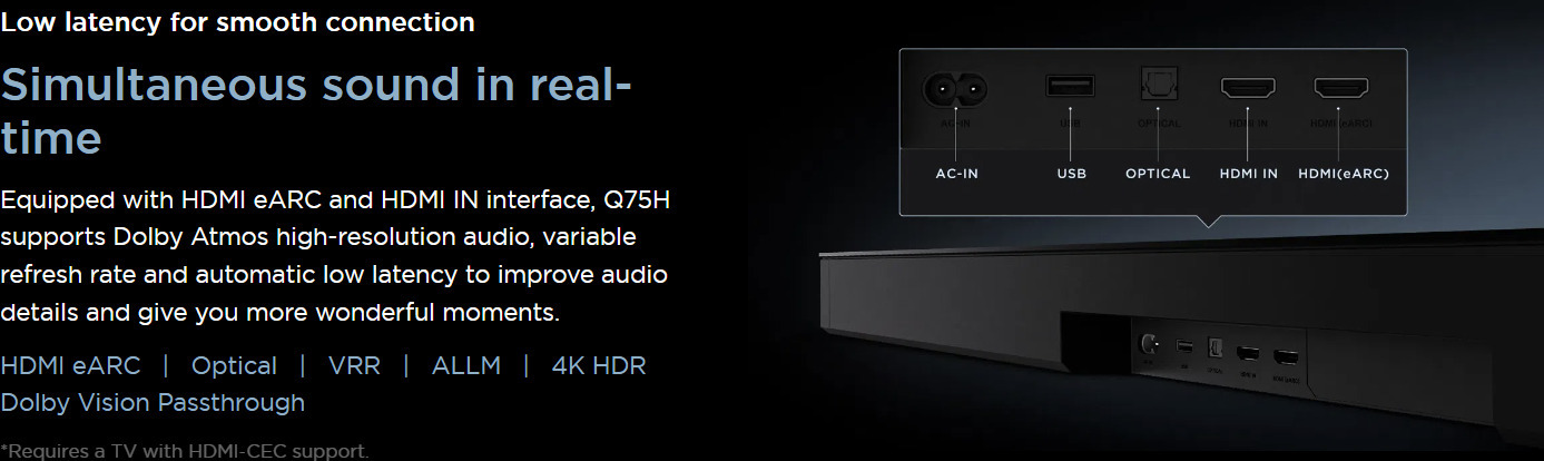 TCL Q75H 5.1.2 Dolby Atmos Soundbar -äänijärjestelmä
