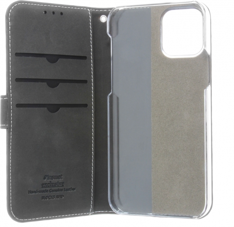Insmat Exclusive Flip Case lompakkokotelo, iPhone 12 / 12 Pro, musta