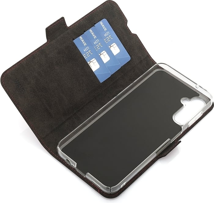 Wave BookCase -suojakotelo, Samsung Galaxy A14 5G, Smoky Sangria