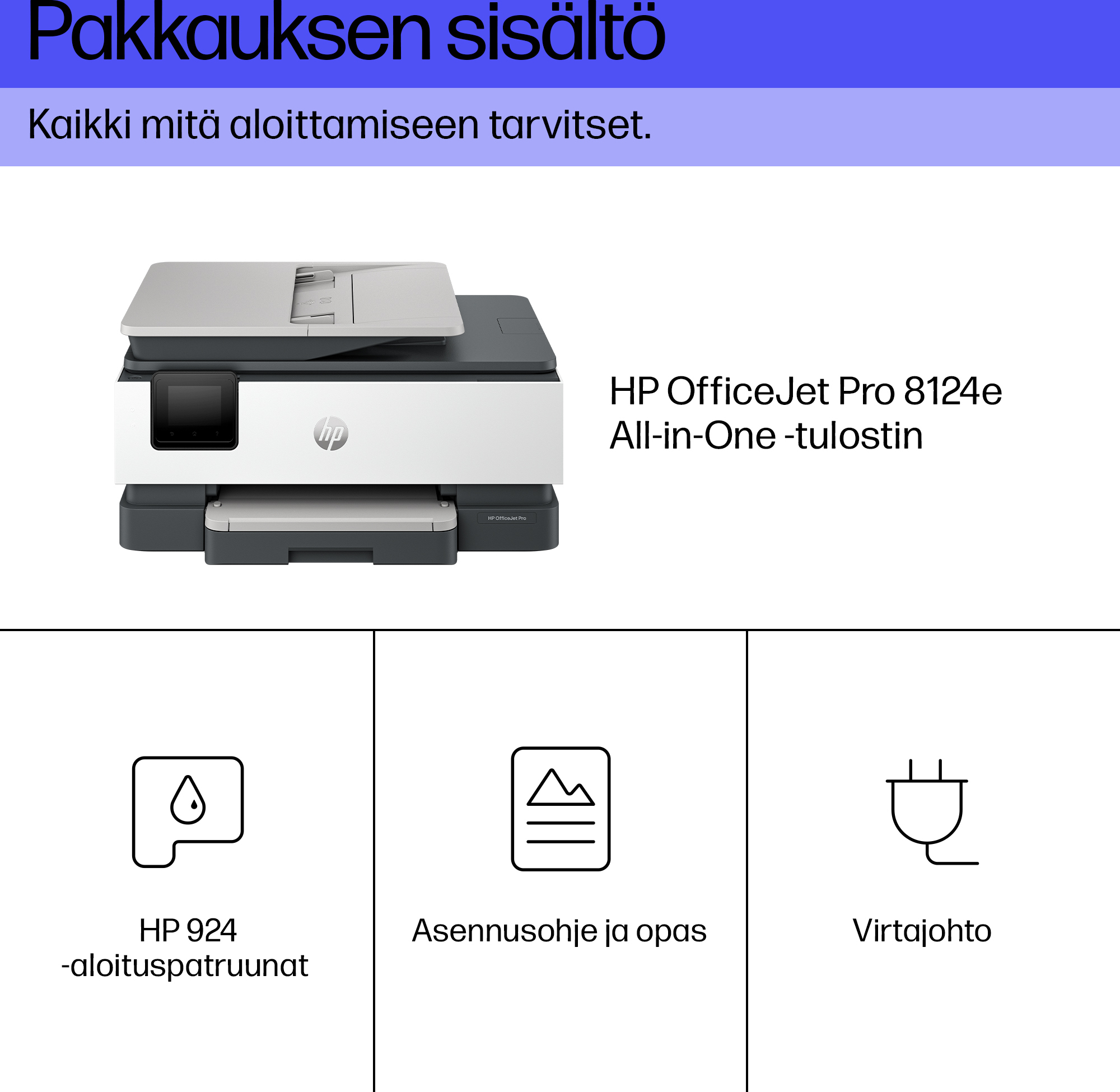 HP OfficeJet Pro 8124e All-in-One -mustesuihkutulostin