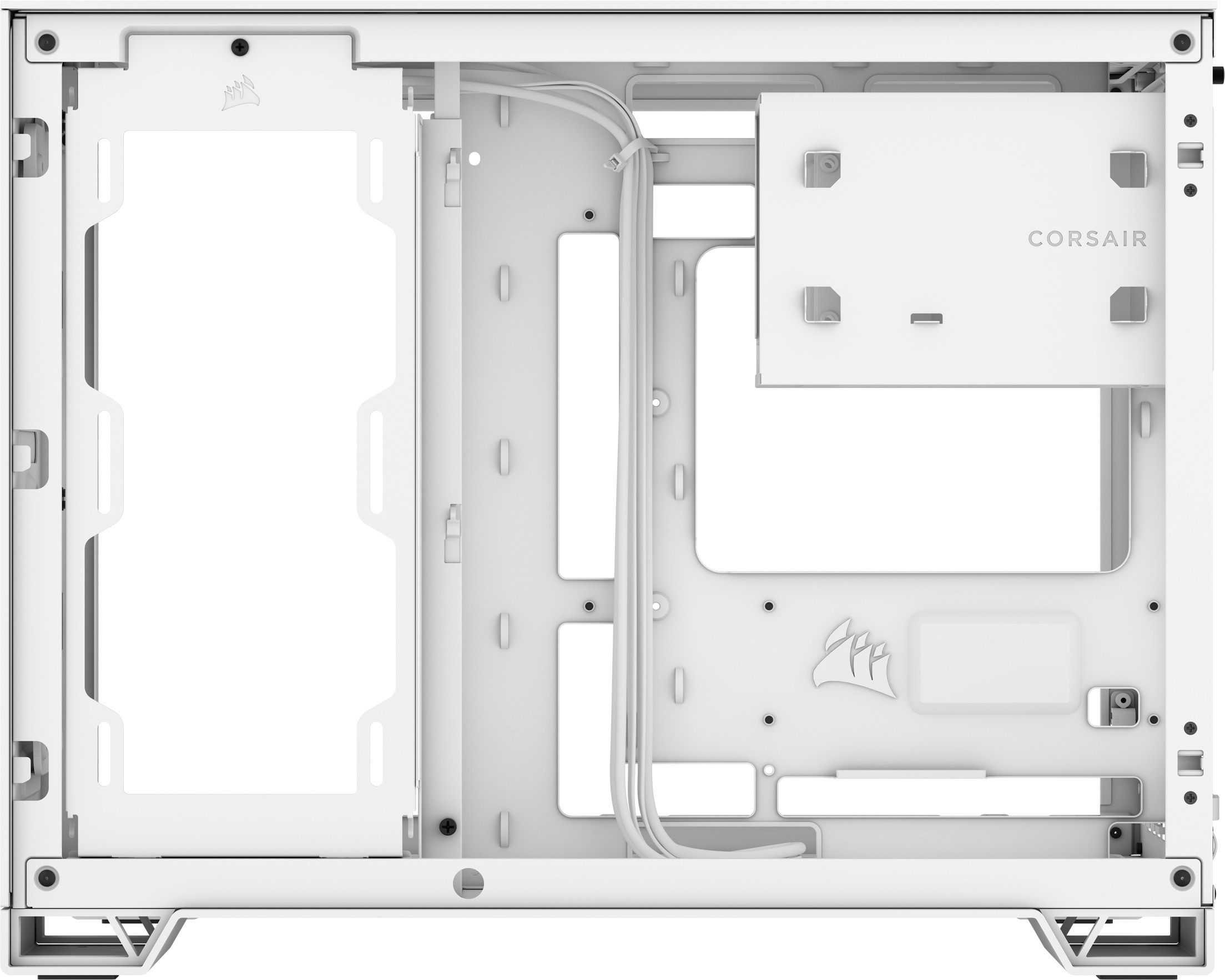 Corsair 2500X Micro-ATX-kotelo panoraamaikkunalla, valkoinen