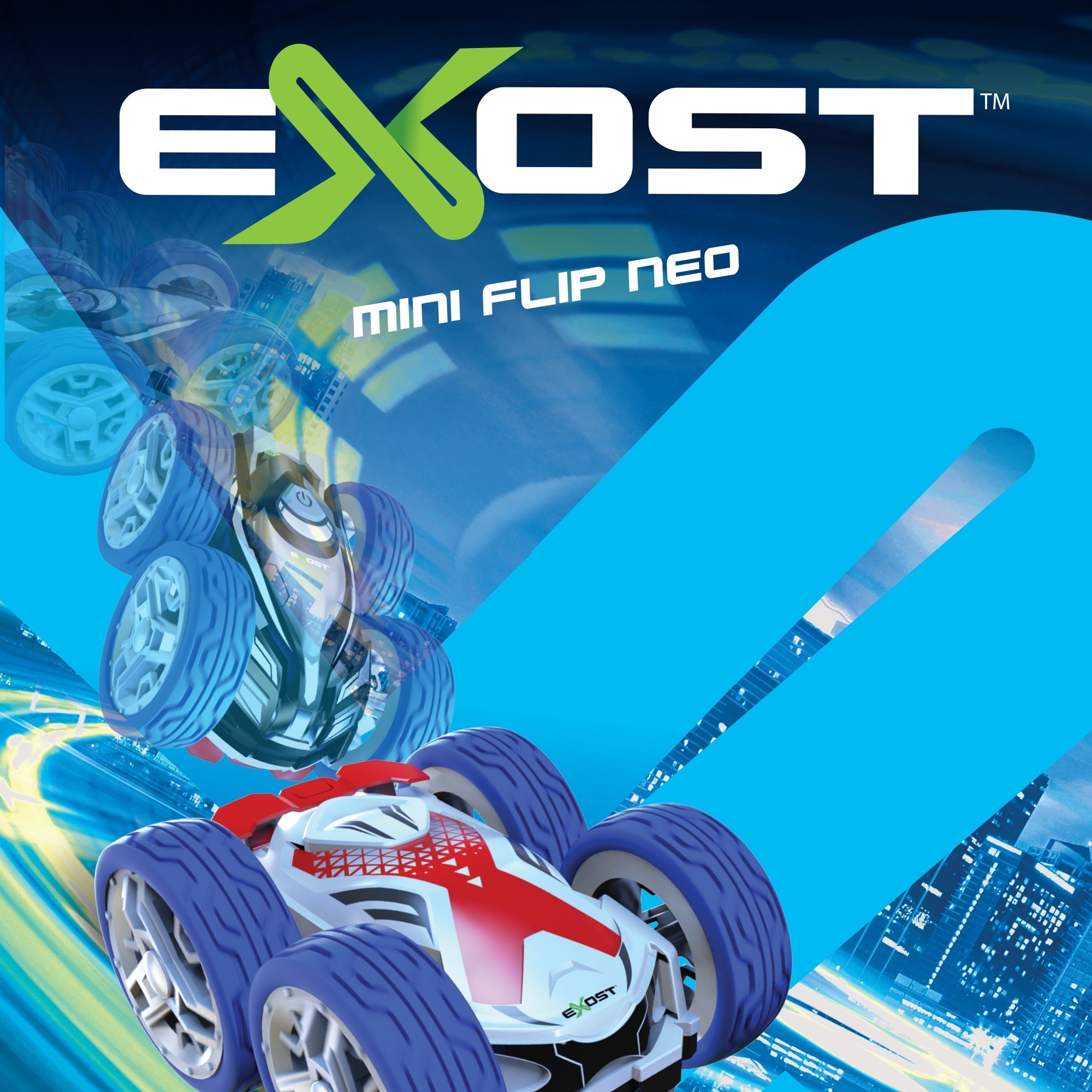 Exost Mini Flip Neo - kauko-ohjattava temppuauto, sininen