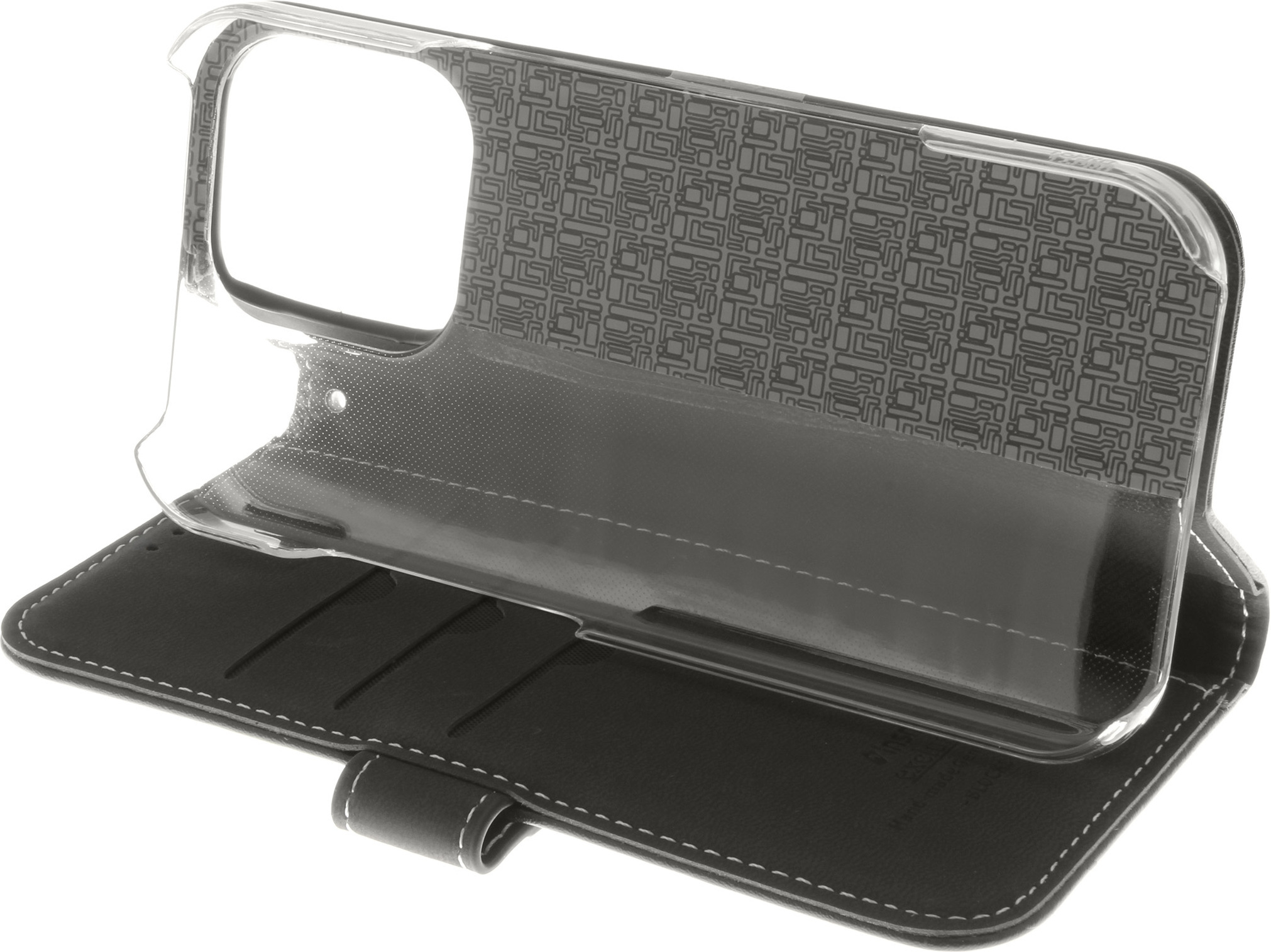 Insmat Exclusive Flip Case -lompakkokotelo, Apple iPhone 16 Pro, musta
