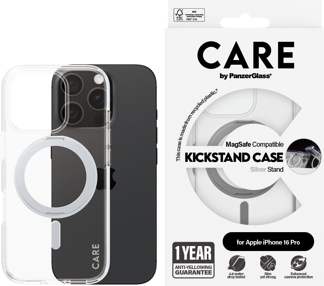 CARE by PanzerGlass Kickstand MagSafe-yhteensopiva -suojakuori, Apple iPhone 16 Pro