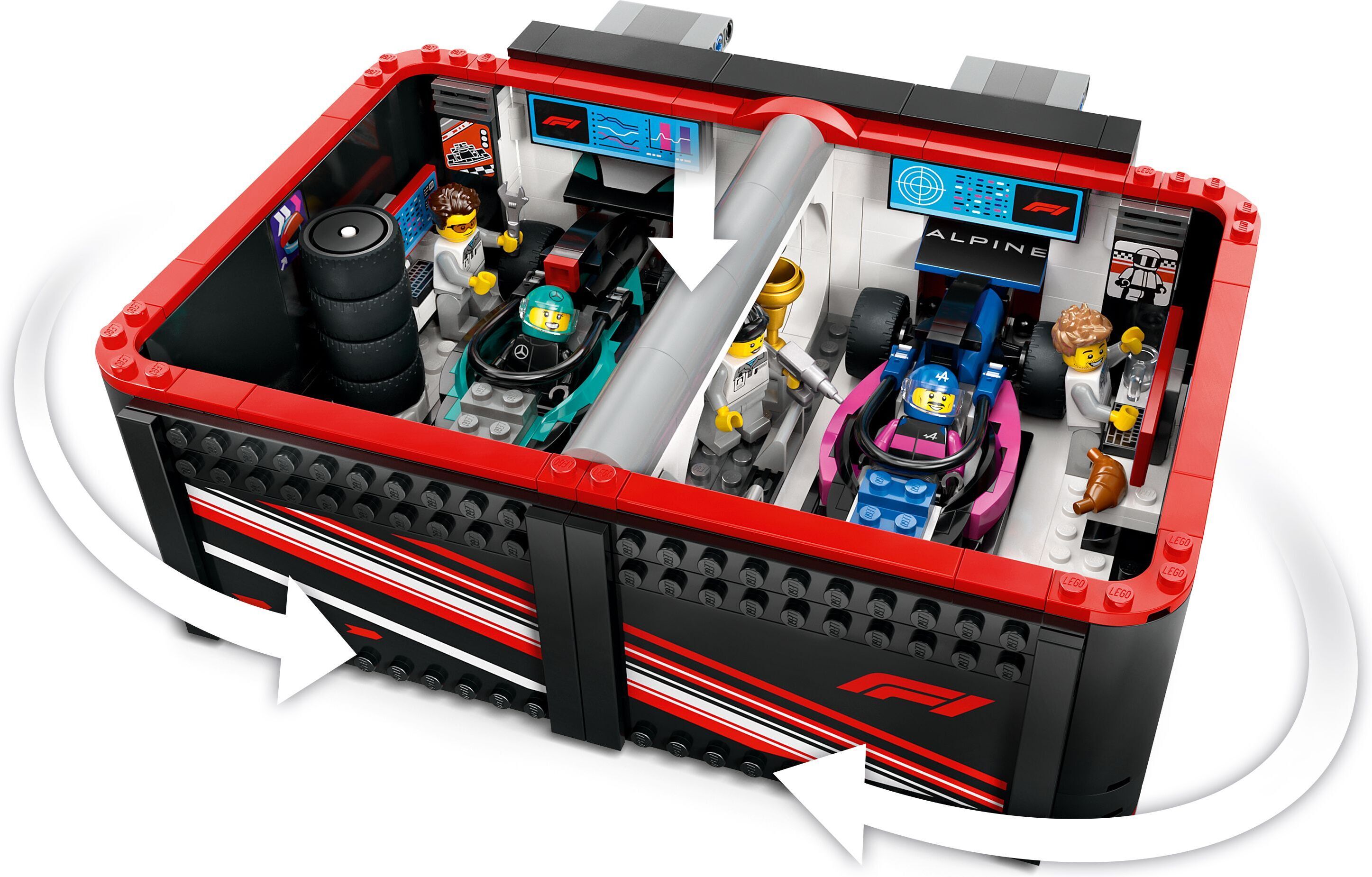 LEGO City 60444 – F1-talli ja Mercedes-AMG‑ ja Alpine-autot