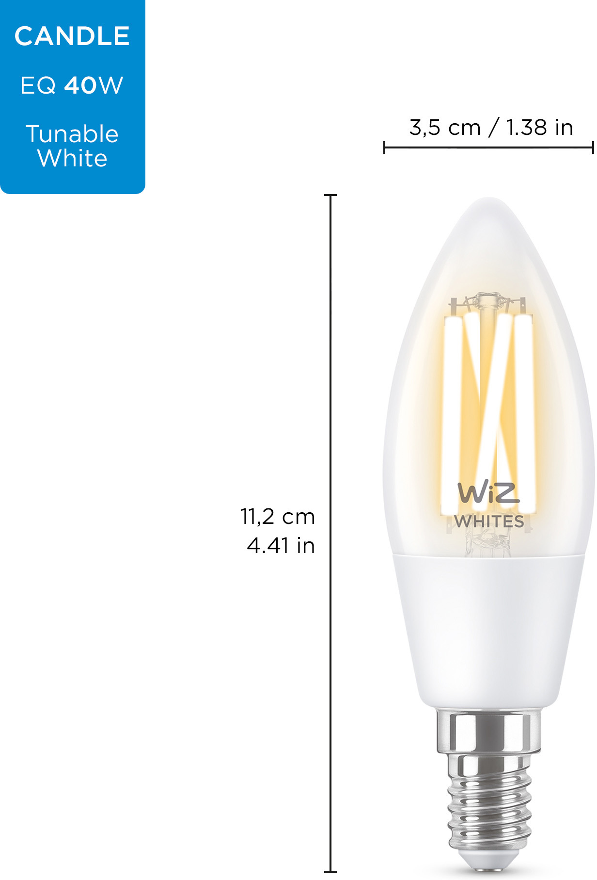 WiZ älylamppu, E27, kirkas lasi, tunable white - valkoisen valon sävyt, Wi-Fi, 2700-6500 K, 806 lm