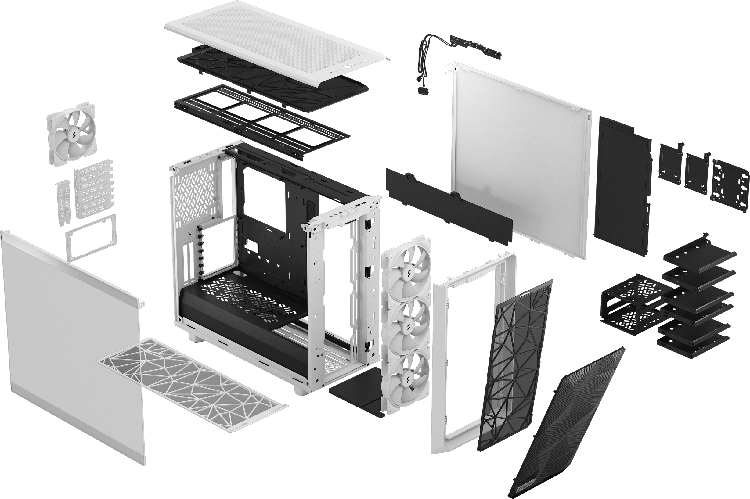Fractal Design Meshify 2 RGB ATX-kotelo, valkoinen