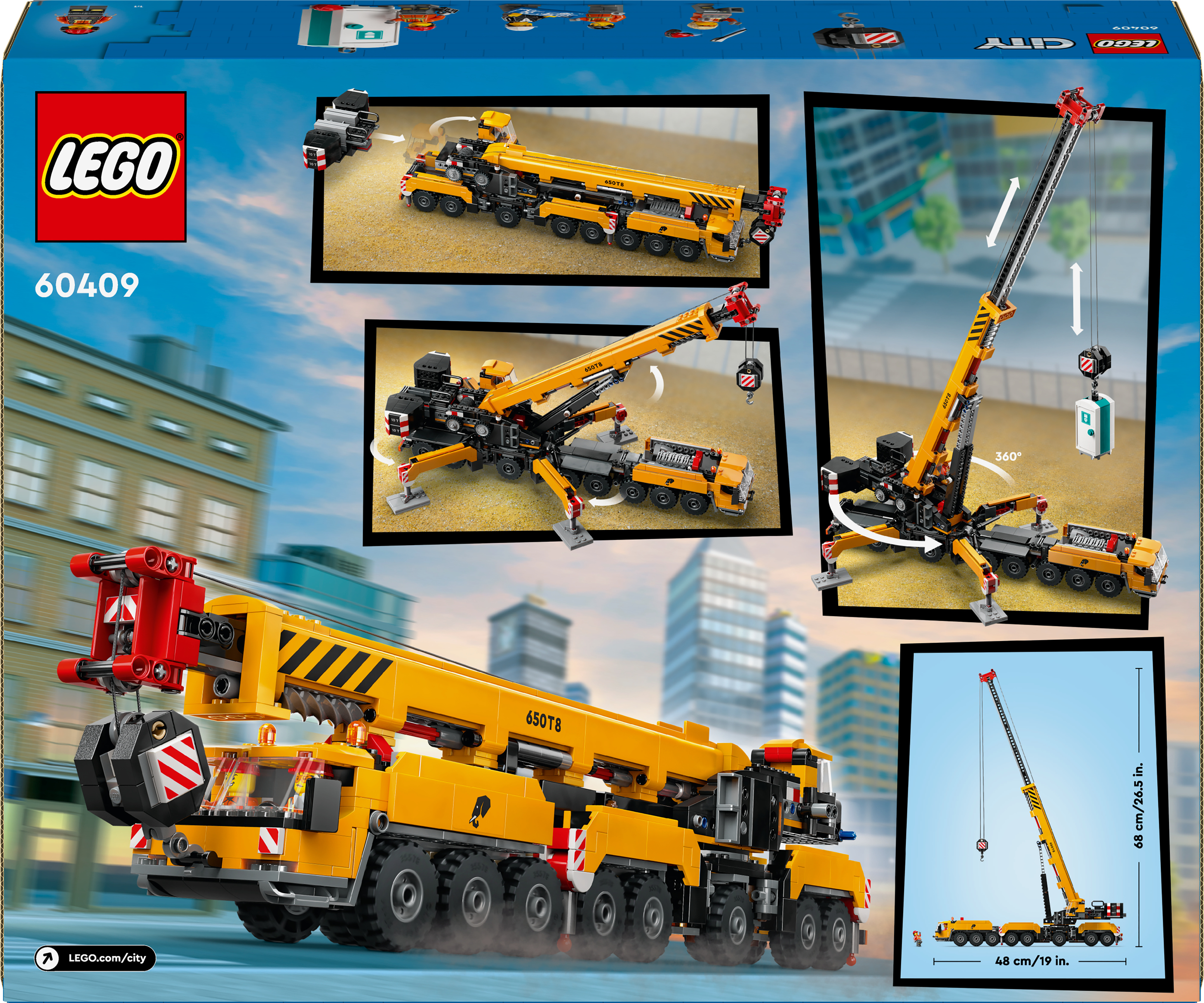 LEGO City Big Vehicles 60409  - Keltainen ajettava rakennusnosturi