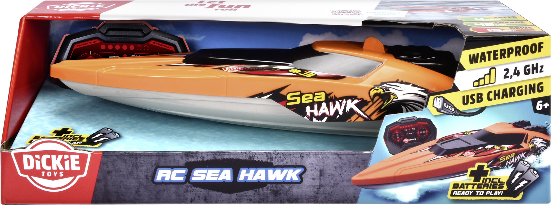 Dickie Toys RC Sea Hawk -radio-ohjattava vene, RTR