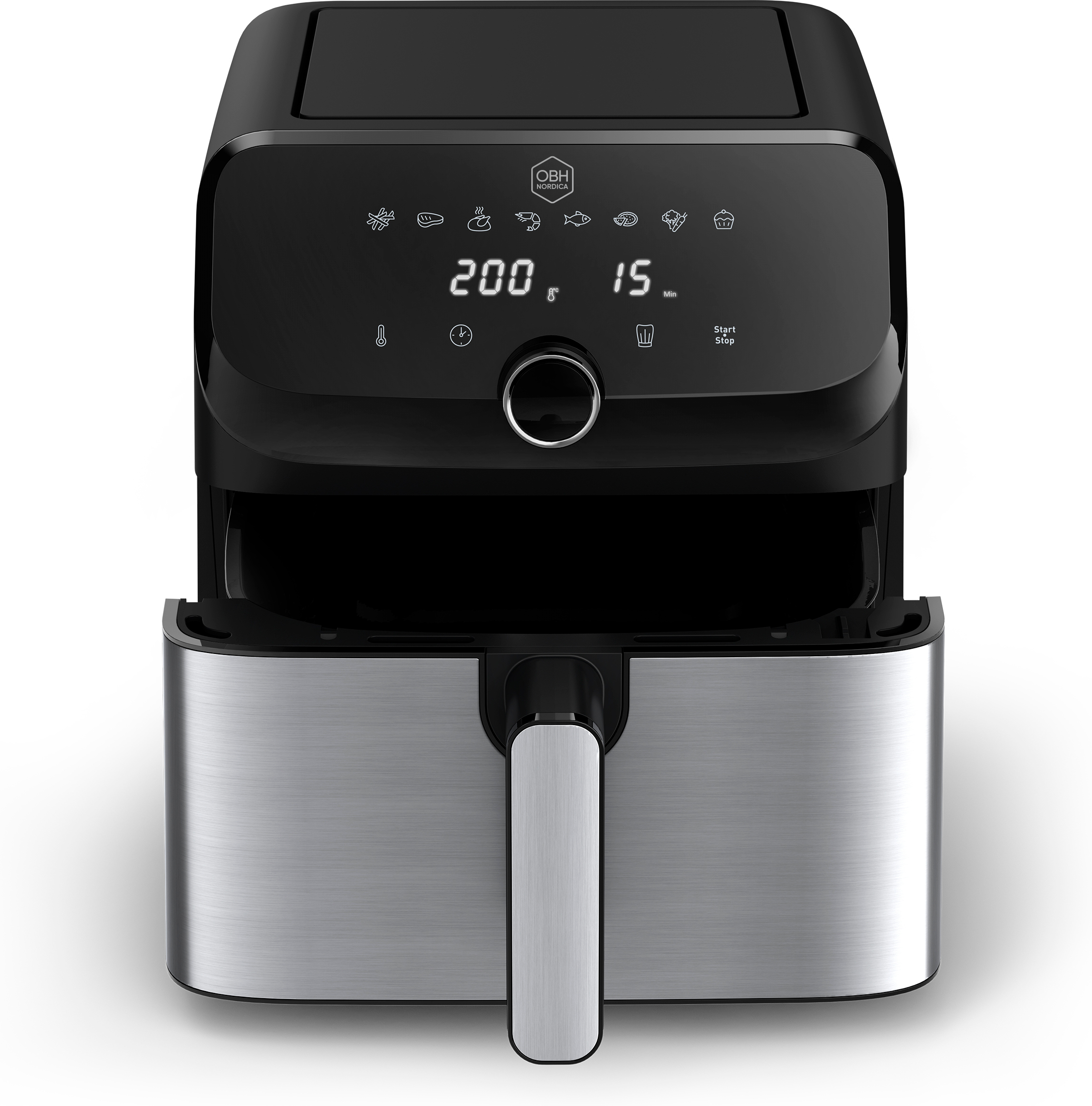 OBH Nordica Easy Fry Mega -airfryer 7,5 L, ruostumaton teräs