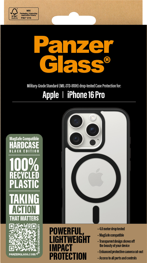 PanzerGlass HardCase Mag Safe -suojakotelo, Apple iPhone 16 Pro, musta