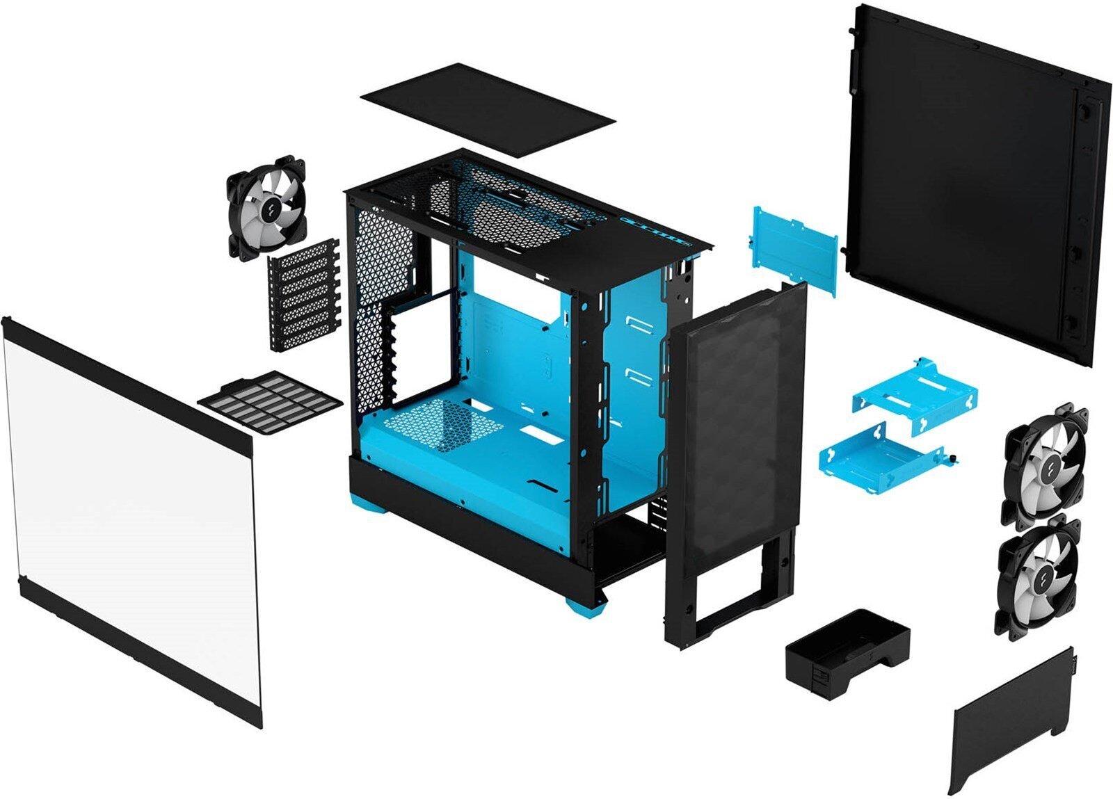 Fractal Design Pop Air RGB Cyan Core TG ATX-kotelo ikkunalla, musta/syaani