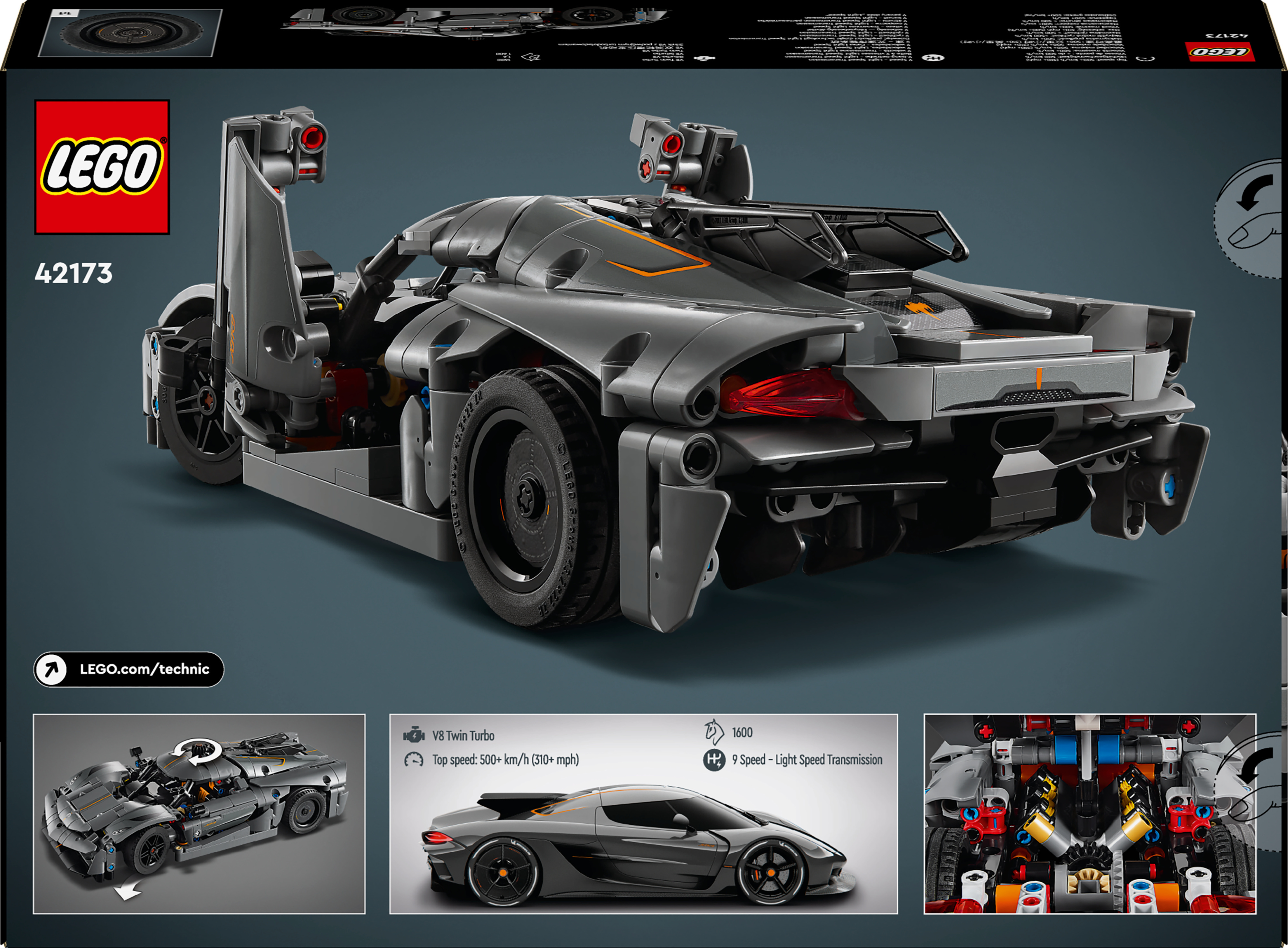 LEGO Technic 42173 - Harmaa hyperauto Koenigsegg Jesko Absolut