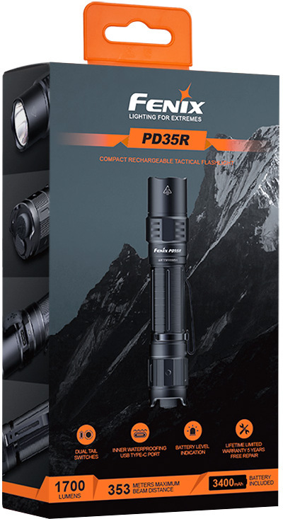 Fenix PD35R -taskulamppu, 1700 lm