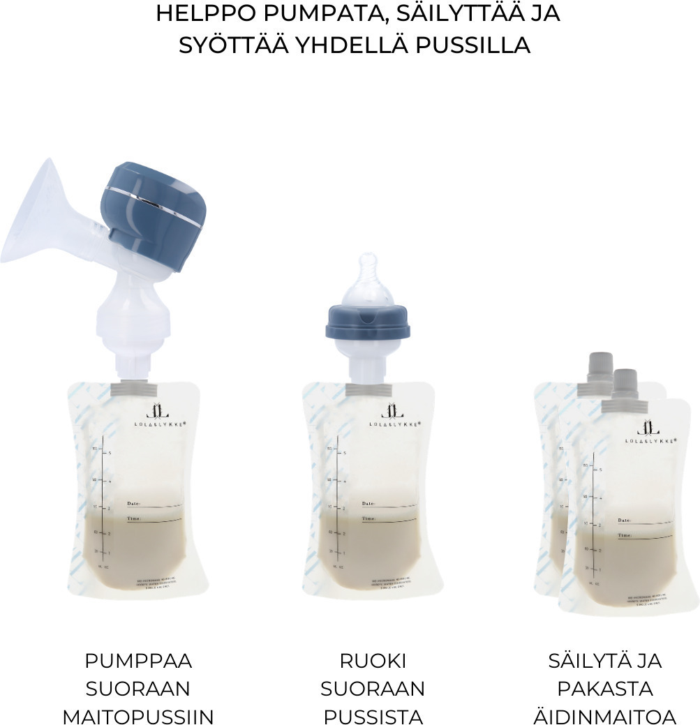 Lola&Lykke rintapumppusetti, pumppu + adapteri + 30 maitopussia