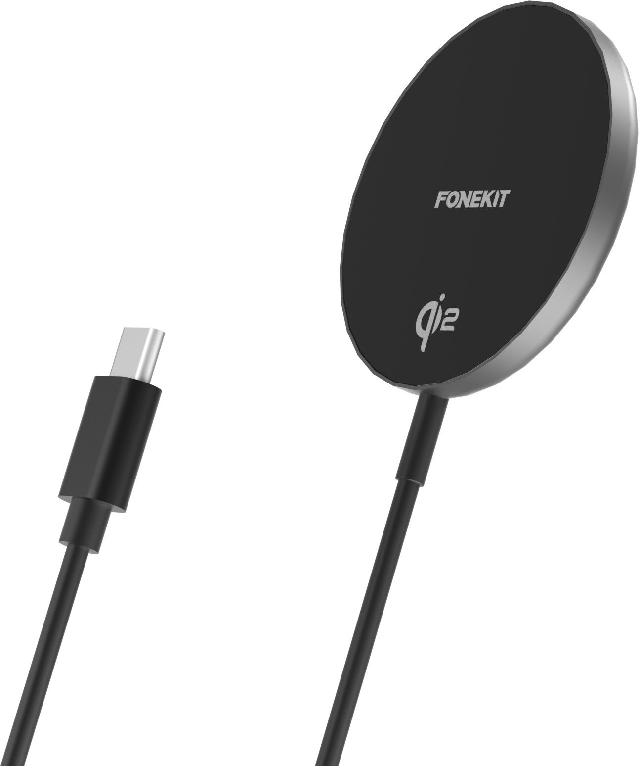 FoneKit WP-15Q2 -langaton Qi2-latausalusta magneetilla, musta