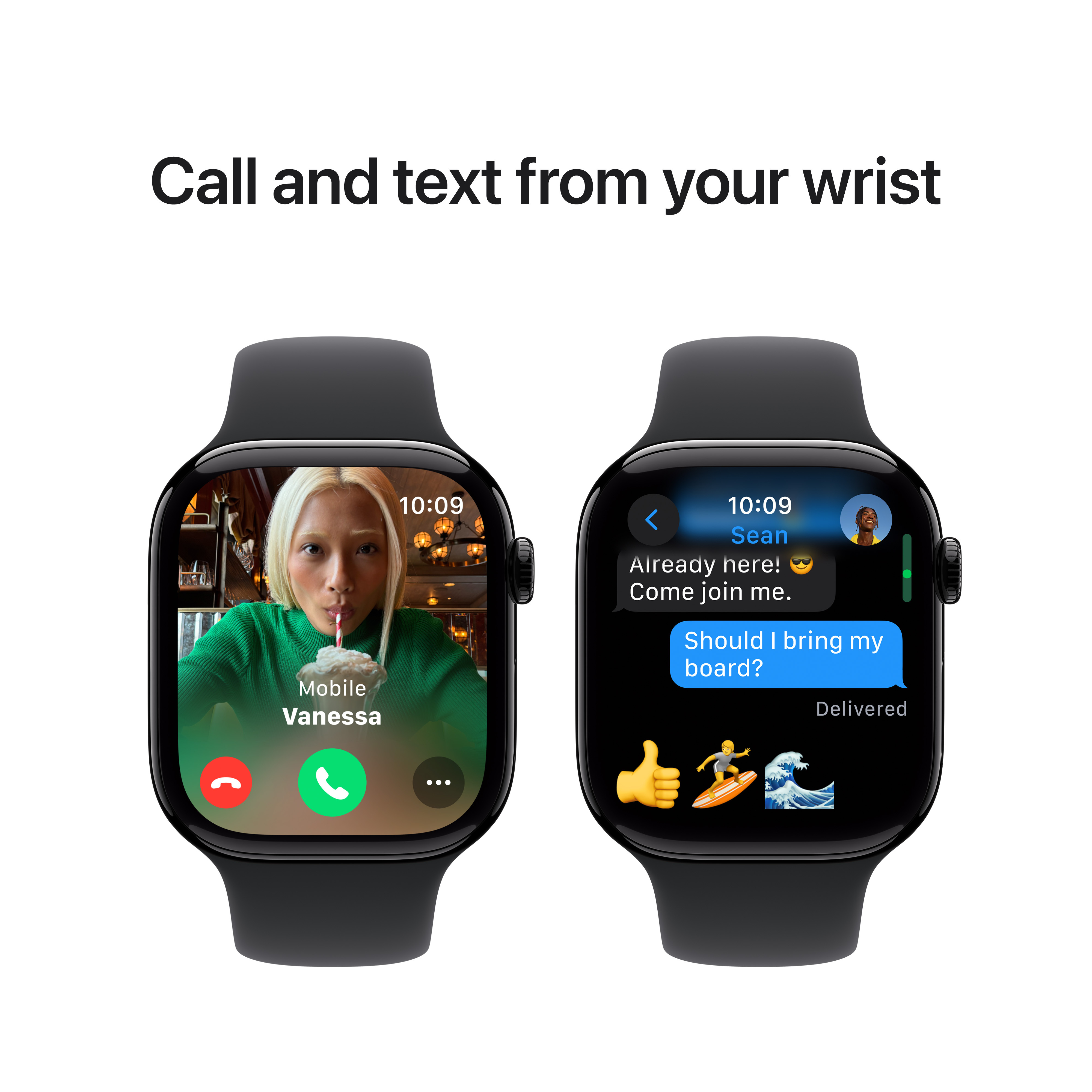 Apple Watch Series 10 (GPS) 46 mm peilimusta alumiinikuori ja musta urheiluranneke, S/M (MWWP3)