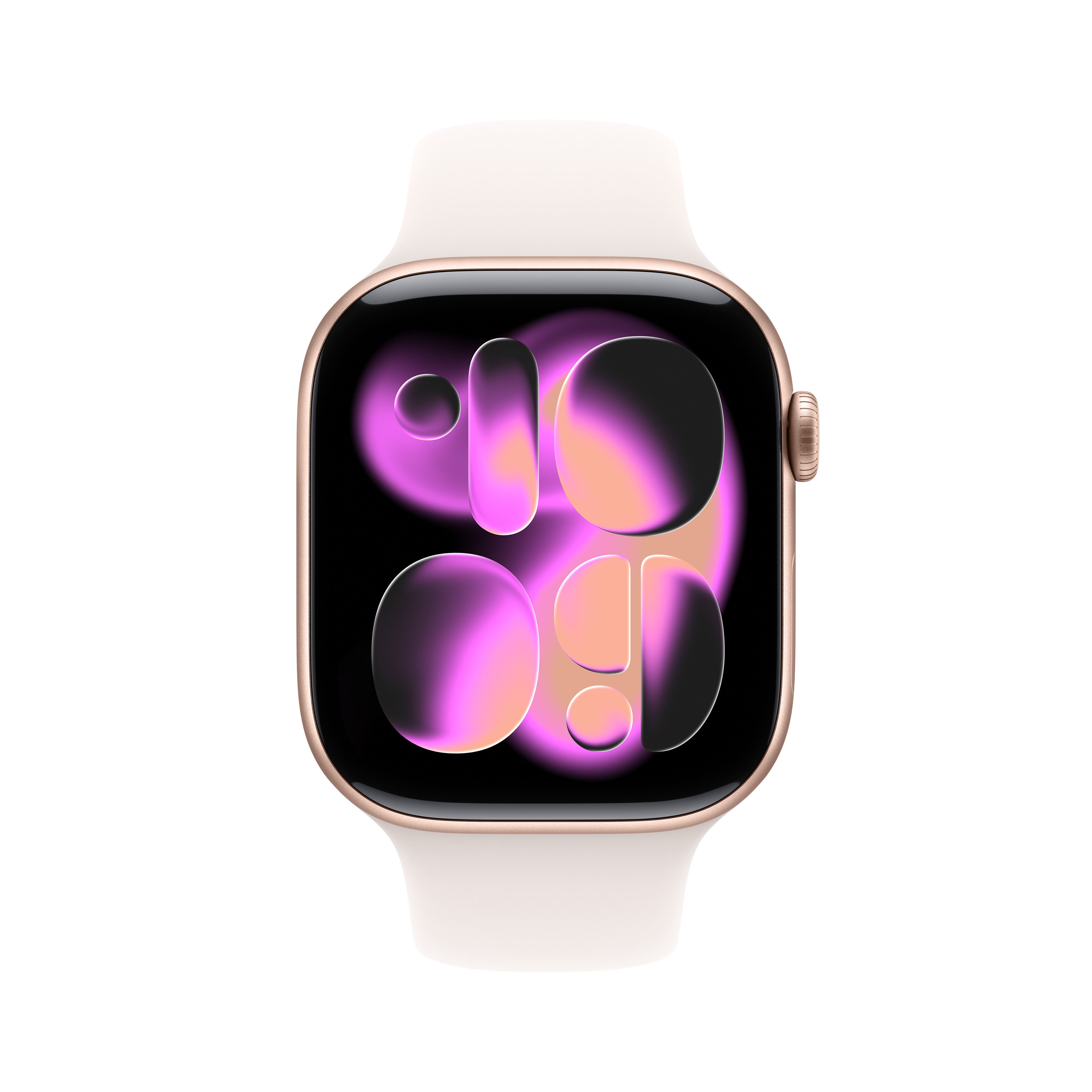 Apple Watch Series 11 (GPS) 46 mm ruusukulta alumiinikuori ja punanhäivä urheiluranneke, M/L