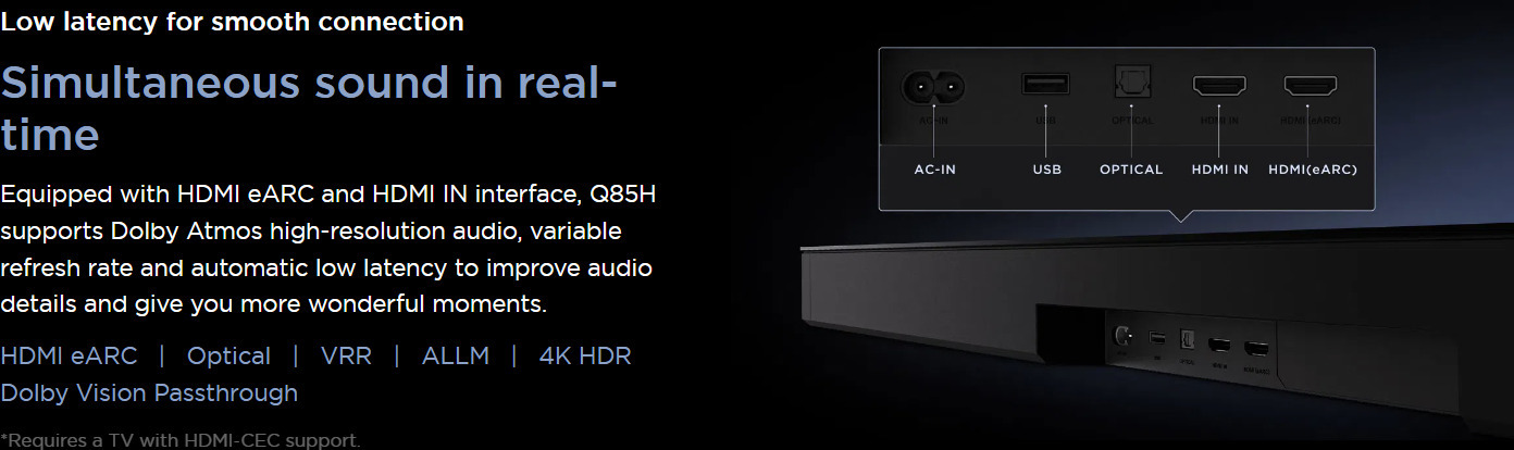 TCL Q85H 7.1.2 Dolby Atmos Soundbar -äänijärjestelmä