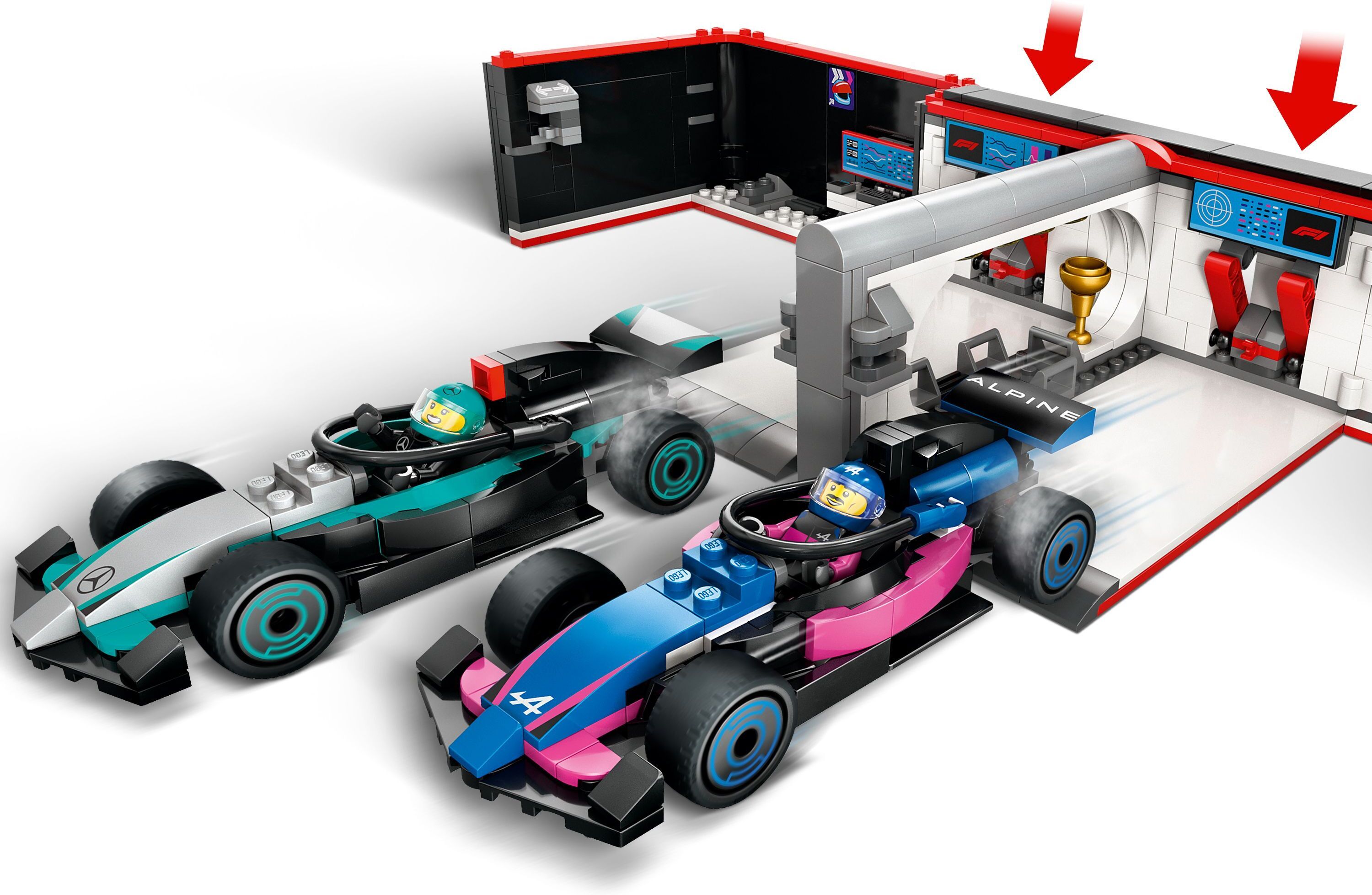 LEGO City 60444 – F1-talli ja Mercedes-AMG‑ ja Alpine-autot