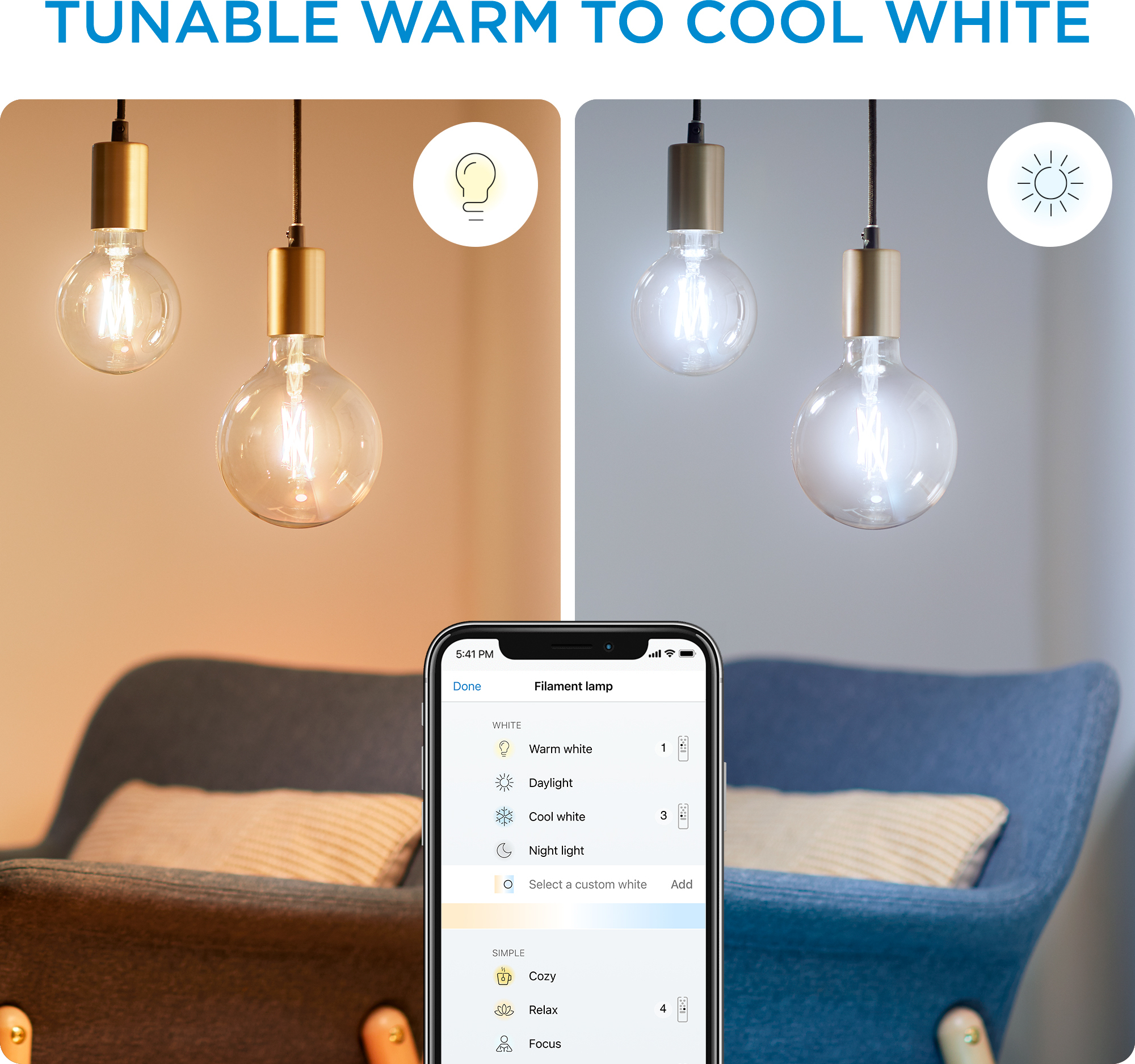WiZ älylamppu globe, E27, kirkas lasi, tunable white - valkoisen valon sävyt, Wi-Fi, 2700-6500 K, 806 lm, 9 cm
