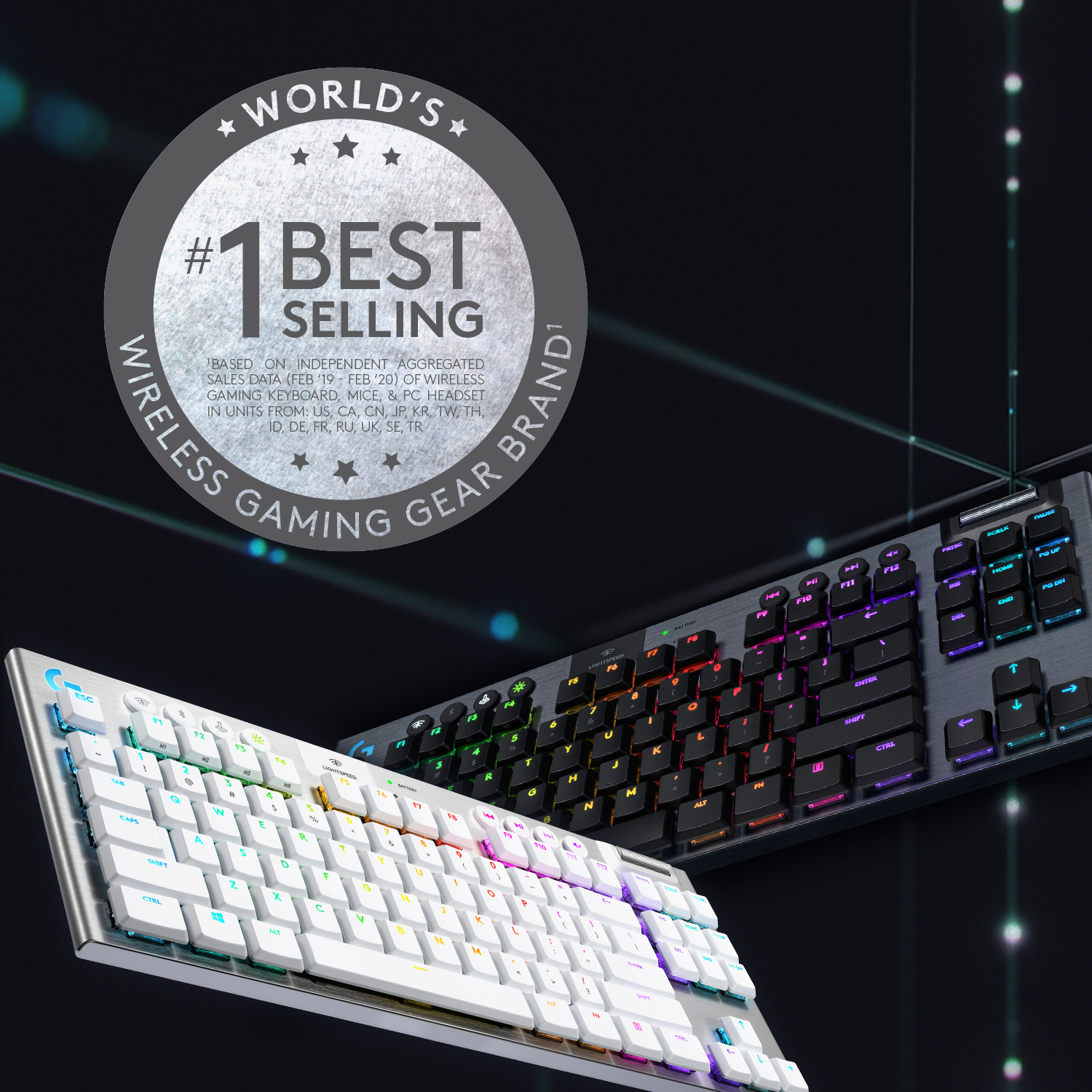 Logitech G915 TKL -pelinäppäimistö, Tactile-kytkimet, valkoinen