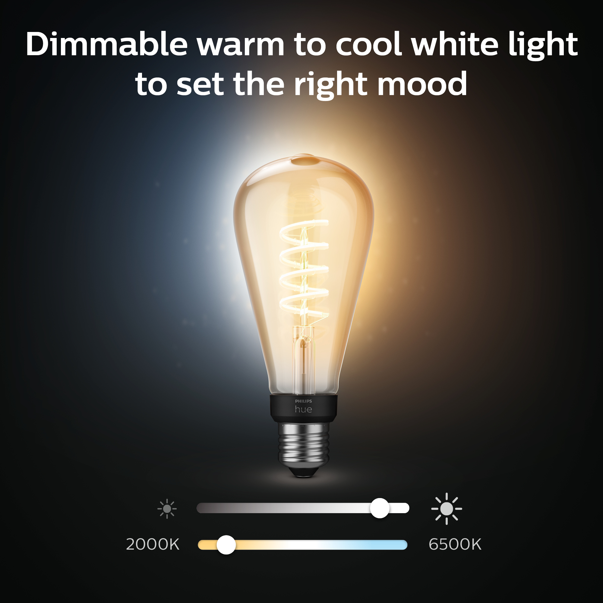Philips Hue -filamenttiälylamppu, White ambiance, Filament Edison, E27
