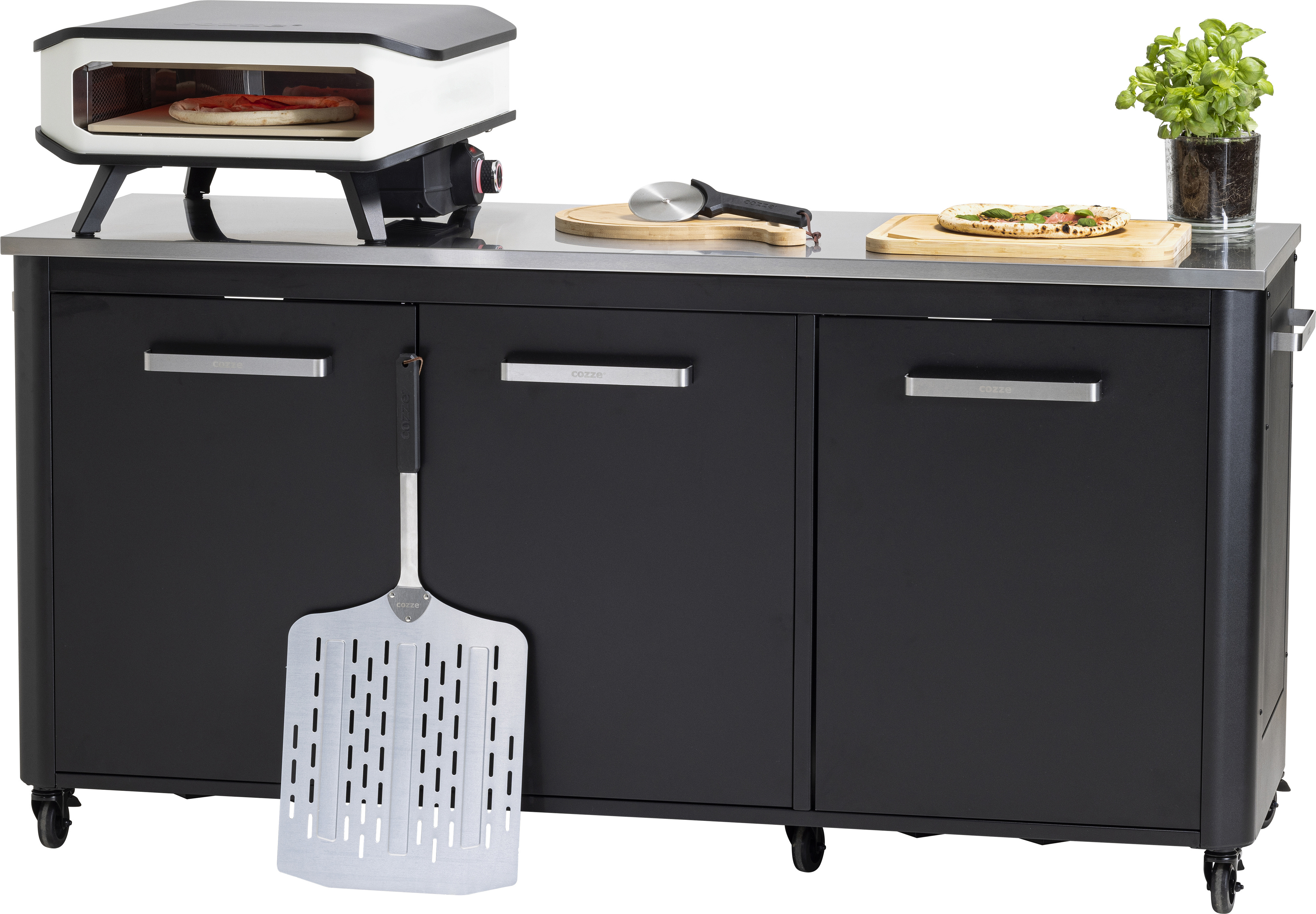 Cozze Outdoor Kitchen -ulkokeittiö / pöytä, kolmella ovella