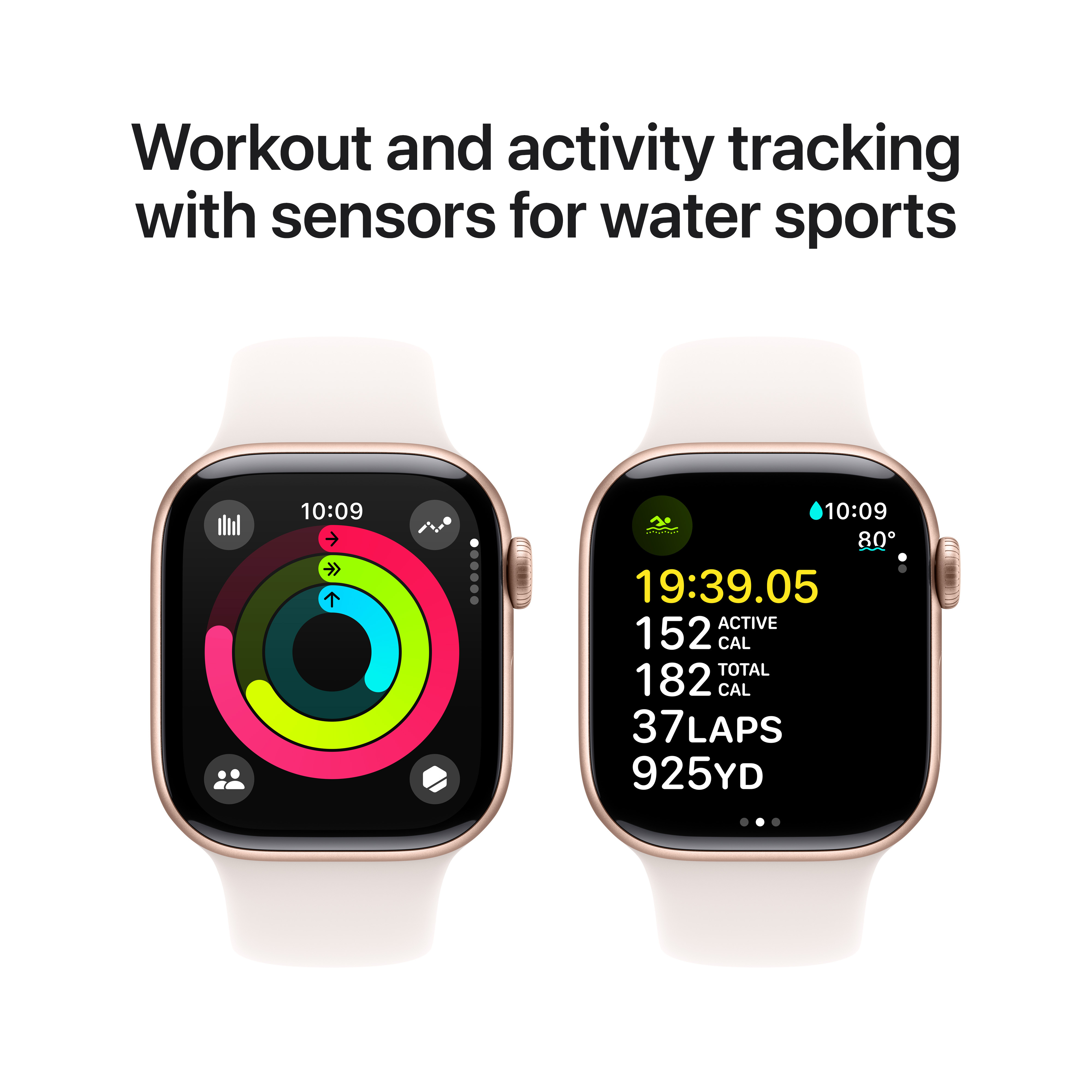 Apple Watch Series 10 (GPS) 42 mm ruusukulta alumiinikuori ja punanhäivä urheiluranneke, S/M (MWWH3)