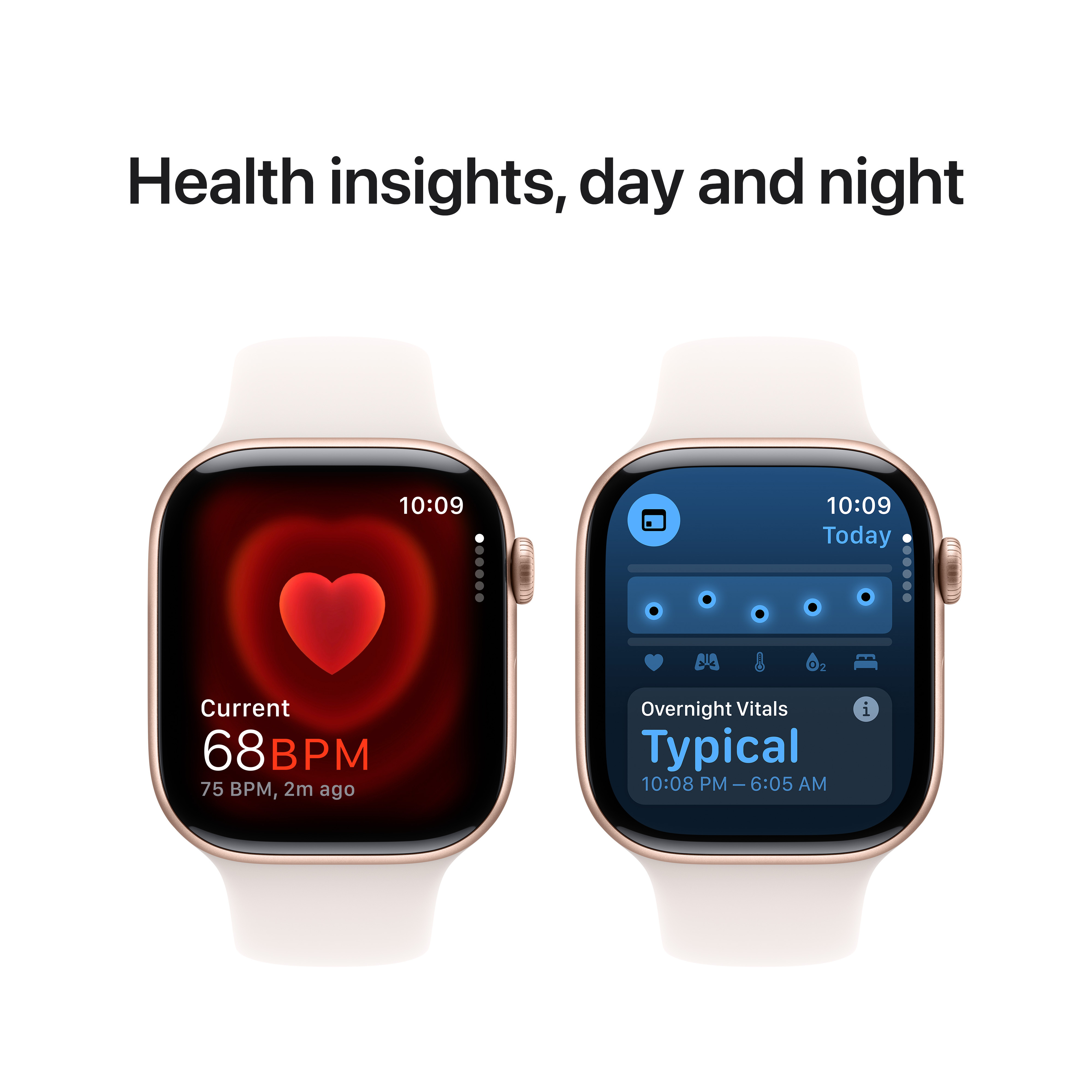 Apple Watch Series 10 (GPS) 46 mm ruusukulta alumiinikuori ja punanhäivä urheiluranneke, M/L (MWWU3)