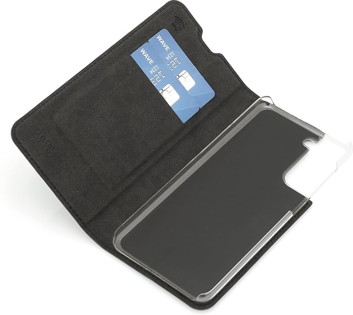 Wave BookCase -suojakotelo, Samsung Galaxy S21, musta