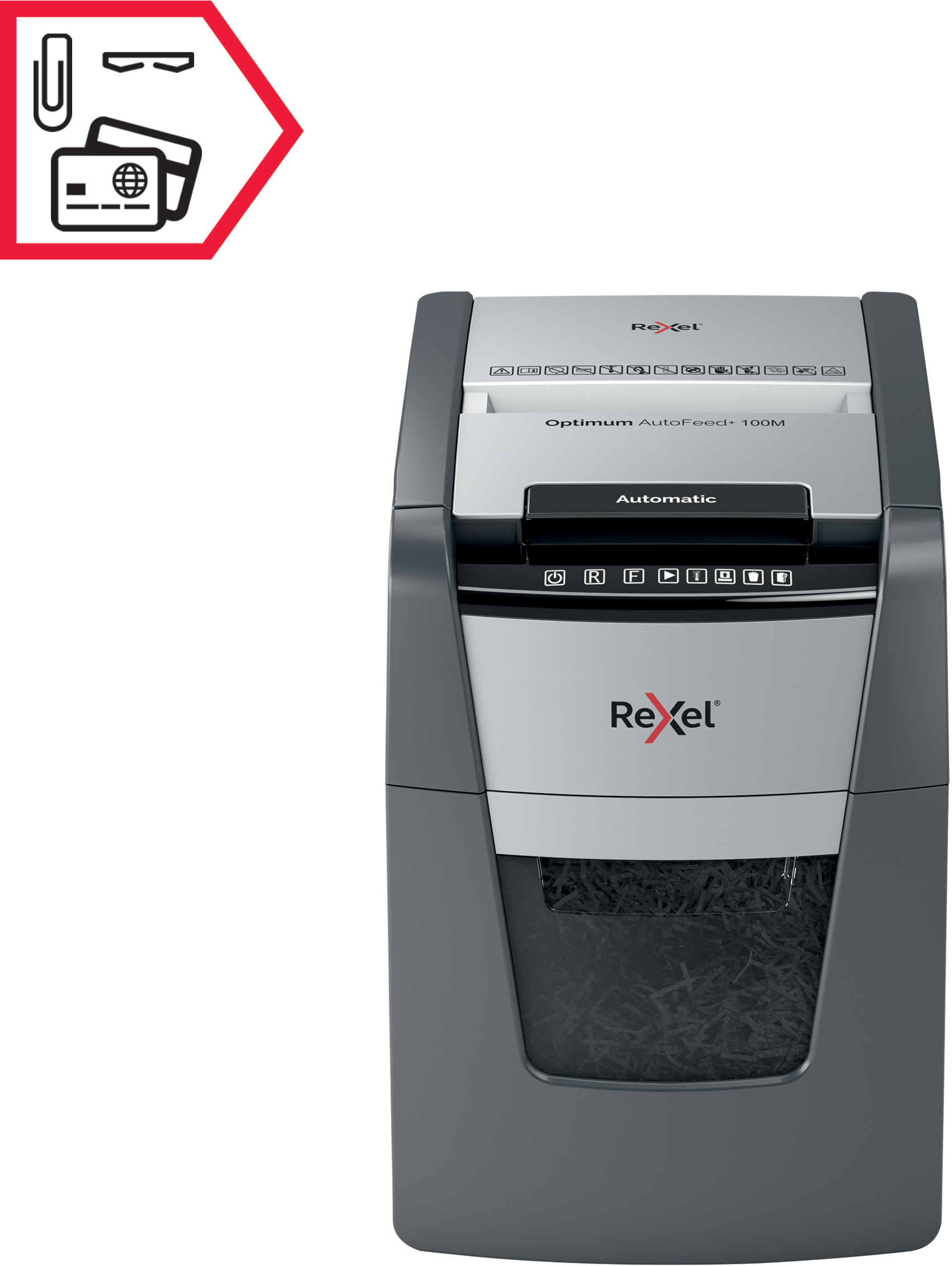 Rexel Optimum 100M automaattinen -paperisilppuri, P5