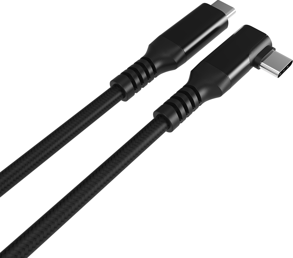 Fuj:tech USB-C 90° - USB-C -kaapeli, 1 m, musta