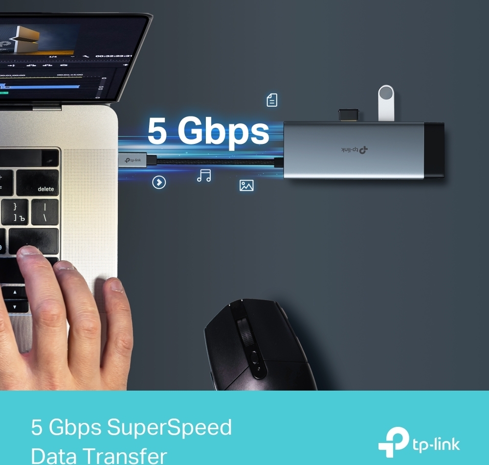 TP-LINK UE330C USB 3.0 -hubi ja gigabit ethernet -sovitin